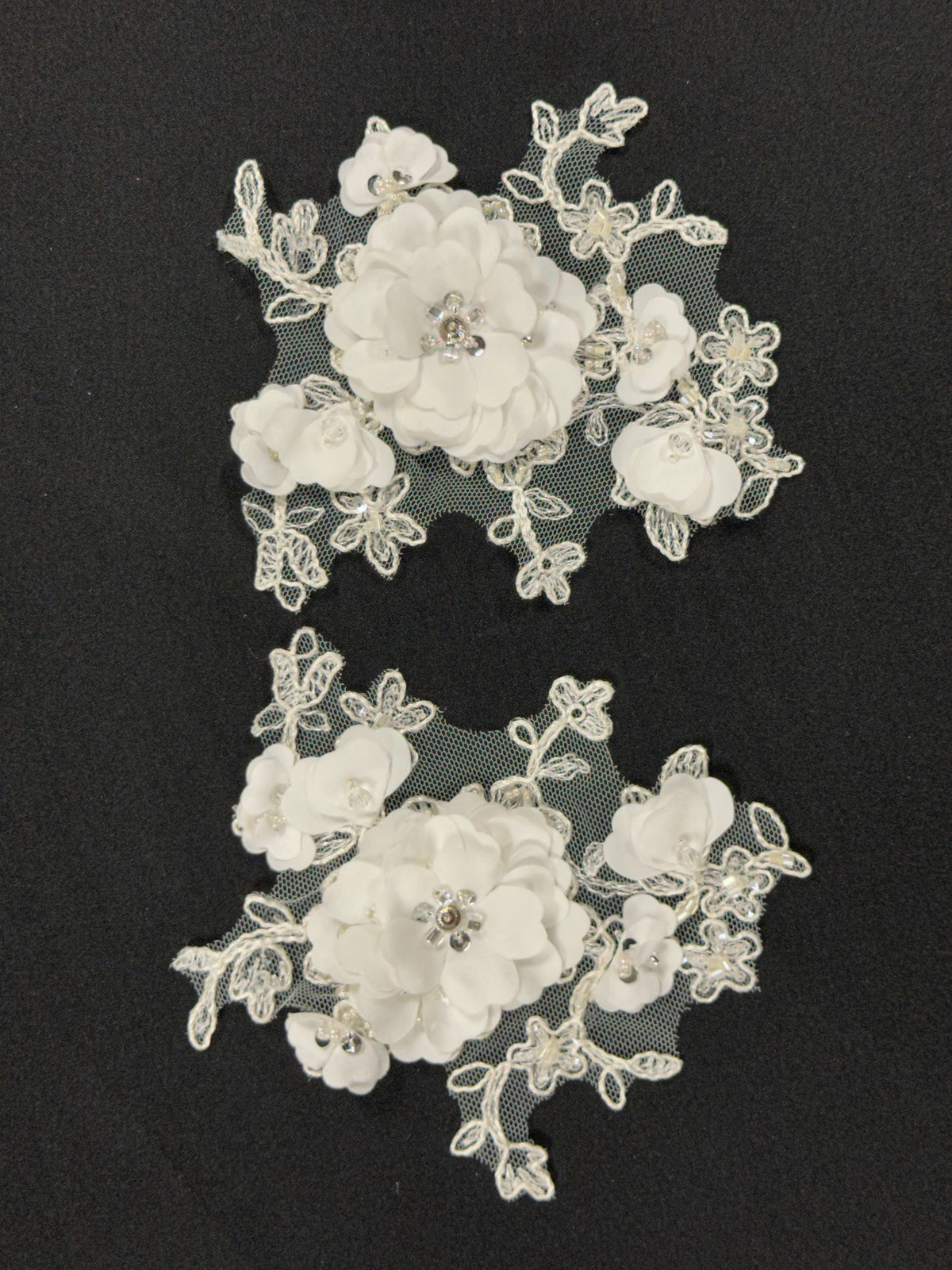 Ivory Beaded 3D Lace Appliques - T286