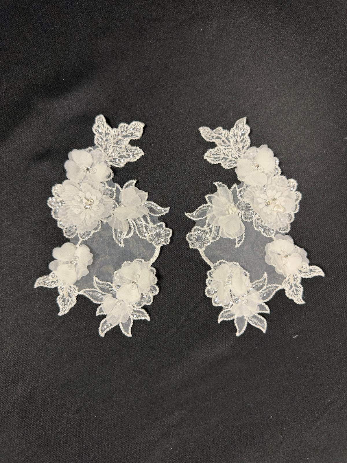 Ivory Beaded 3D Lace Appliques - T443