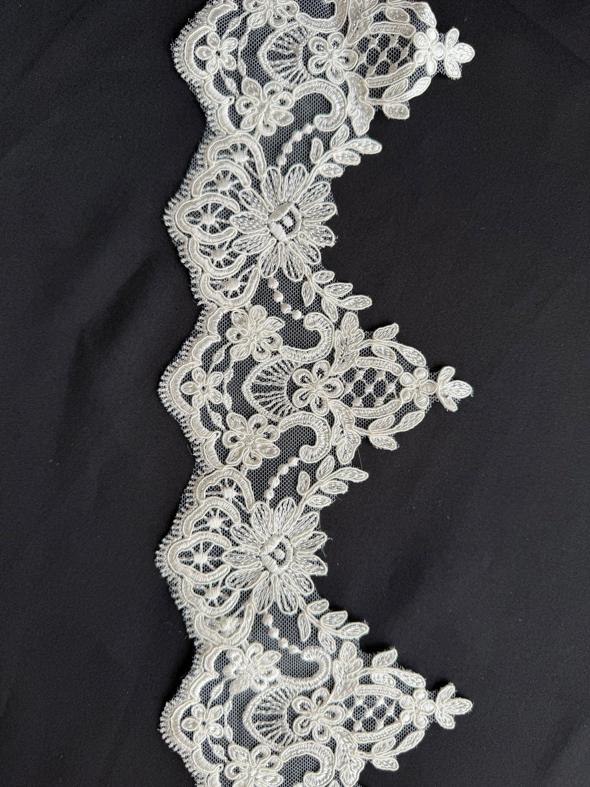 Ivory Embroidered Lace Trim - T668