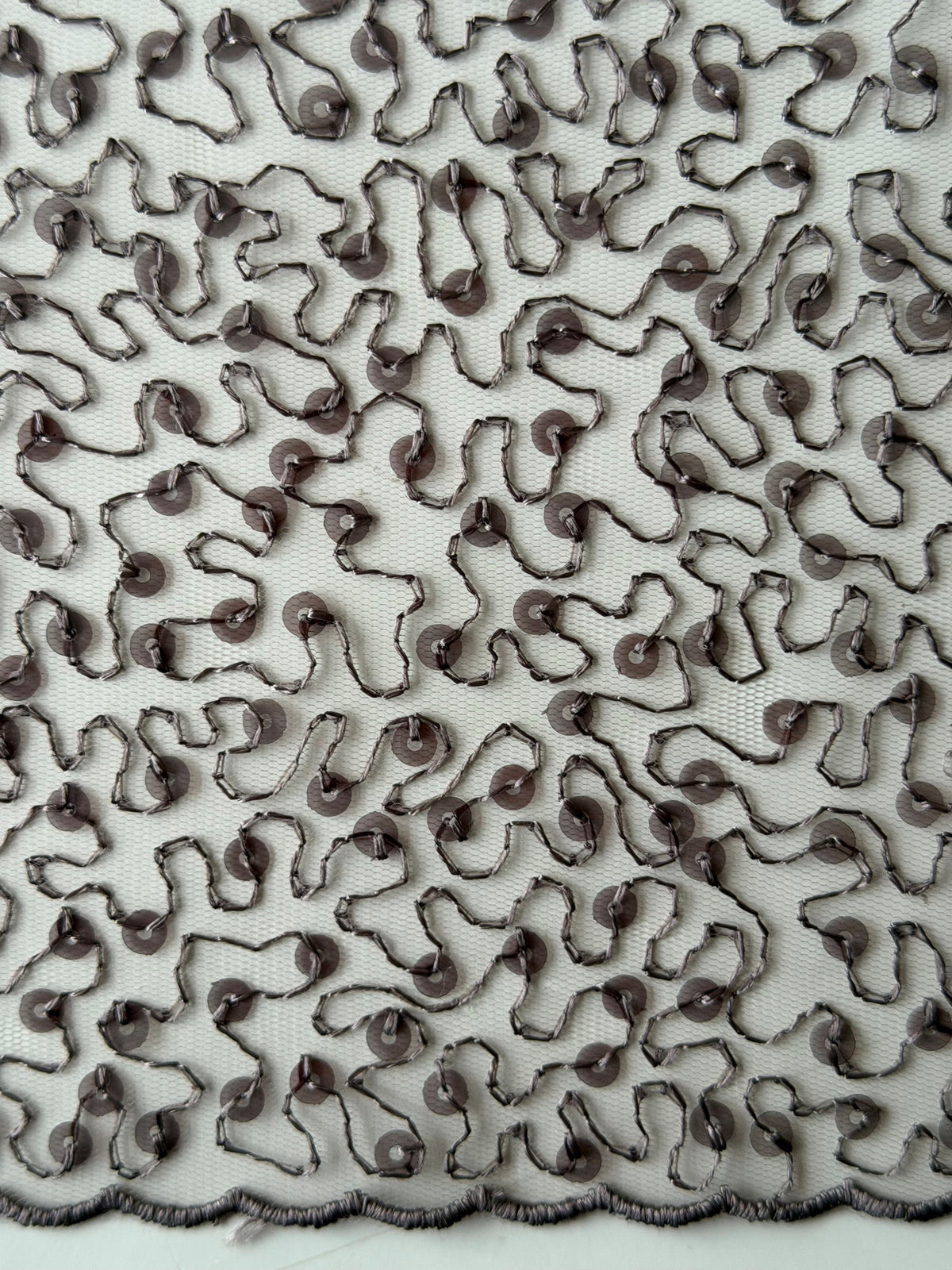 Taupe Embroidered Sequin Tulle – EB3001