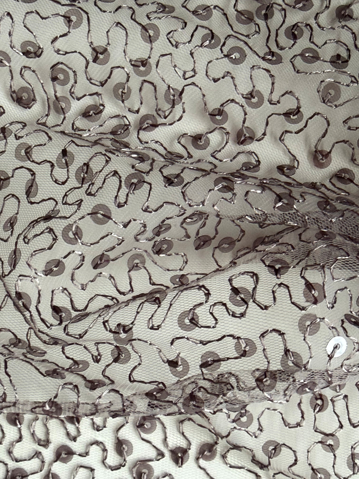 Taupe Embroidered Sequin Tulle – EB3001