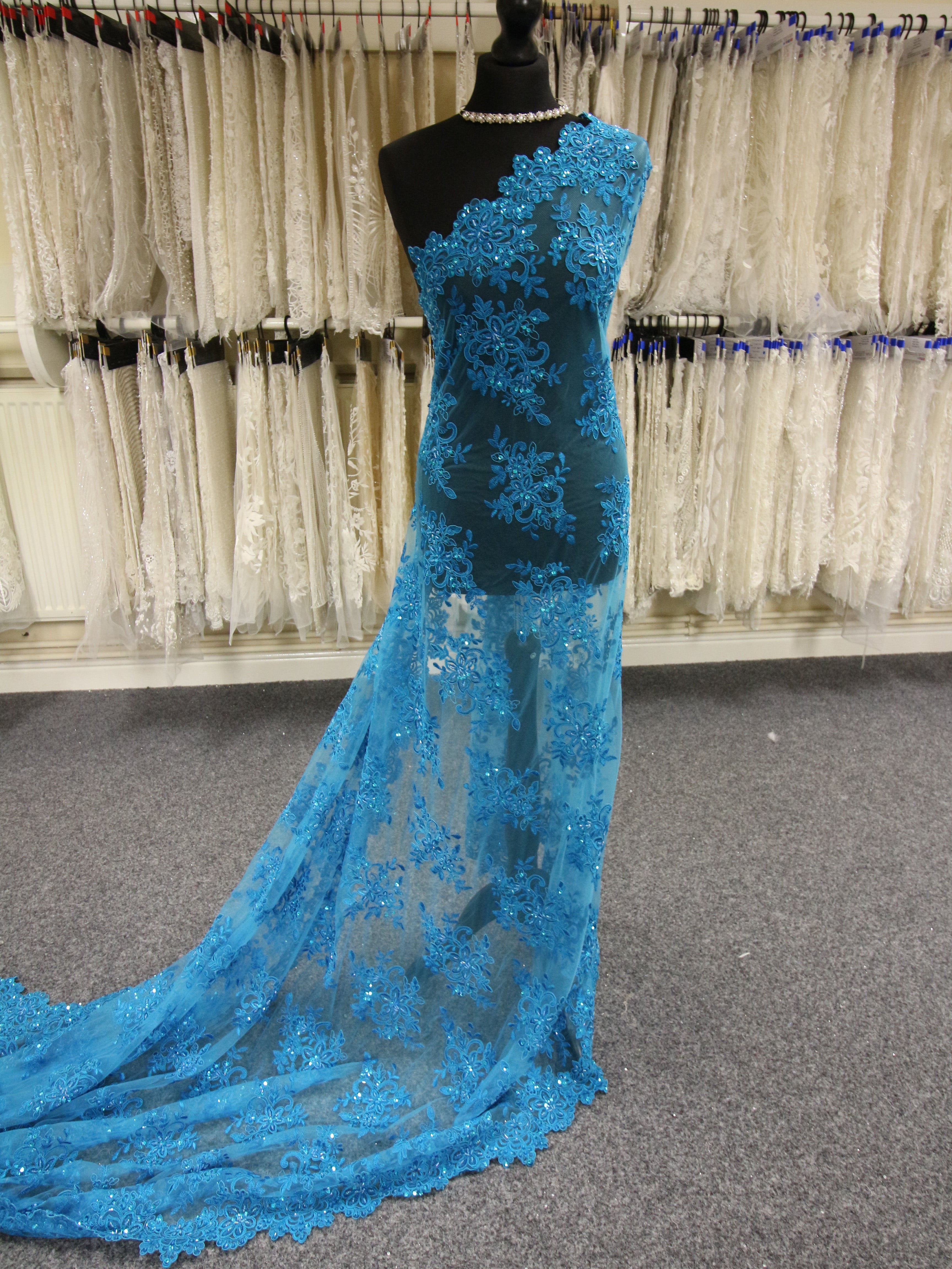 Turquoise Beaded Lace