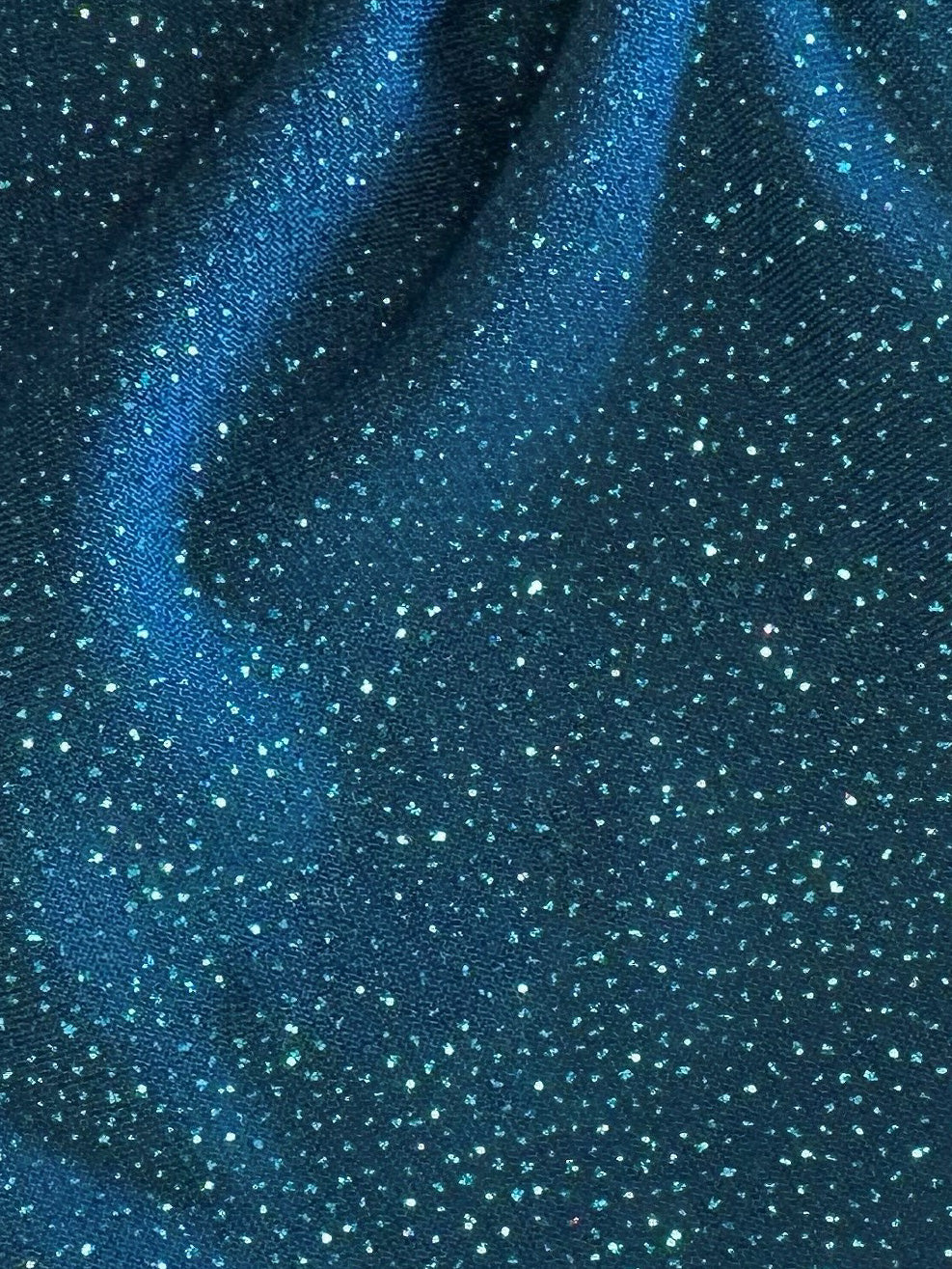 Turquoise Glitter Jersey Fabric - Dazzle