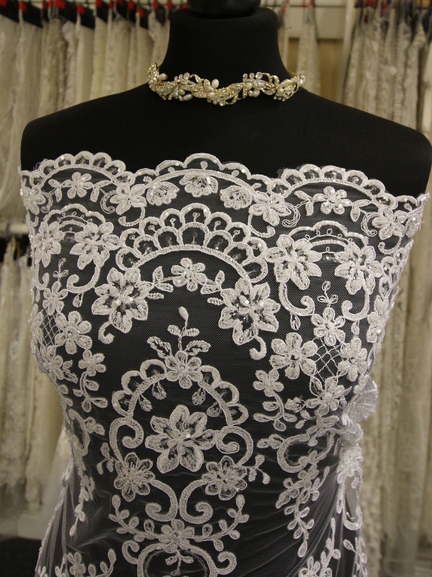 White Beaded Lace - Alexandra