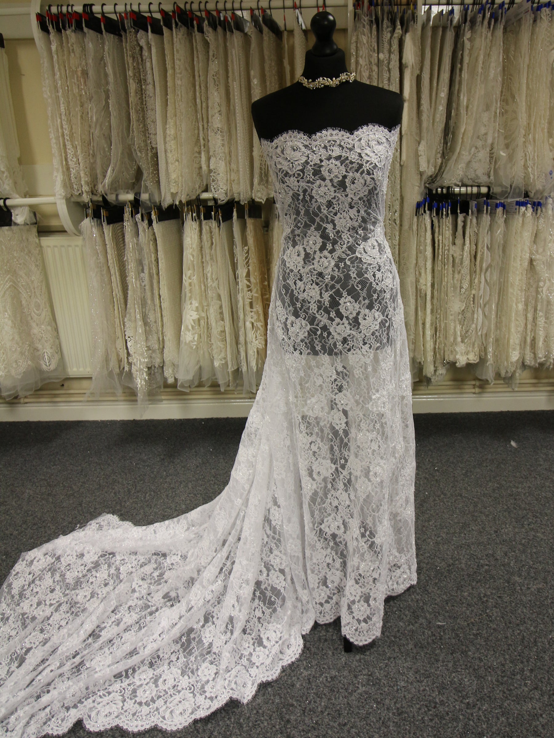 White Beaded and Corded Lace - Angelica