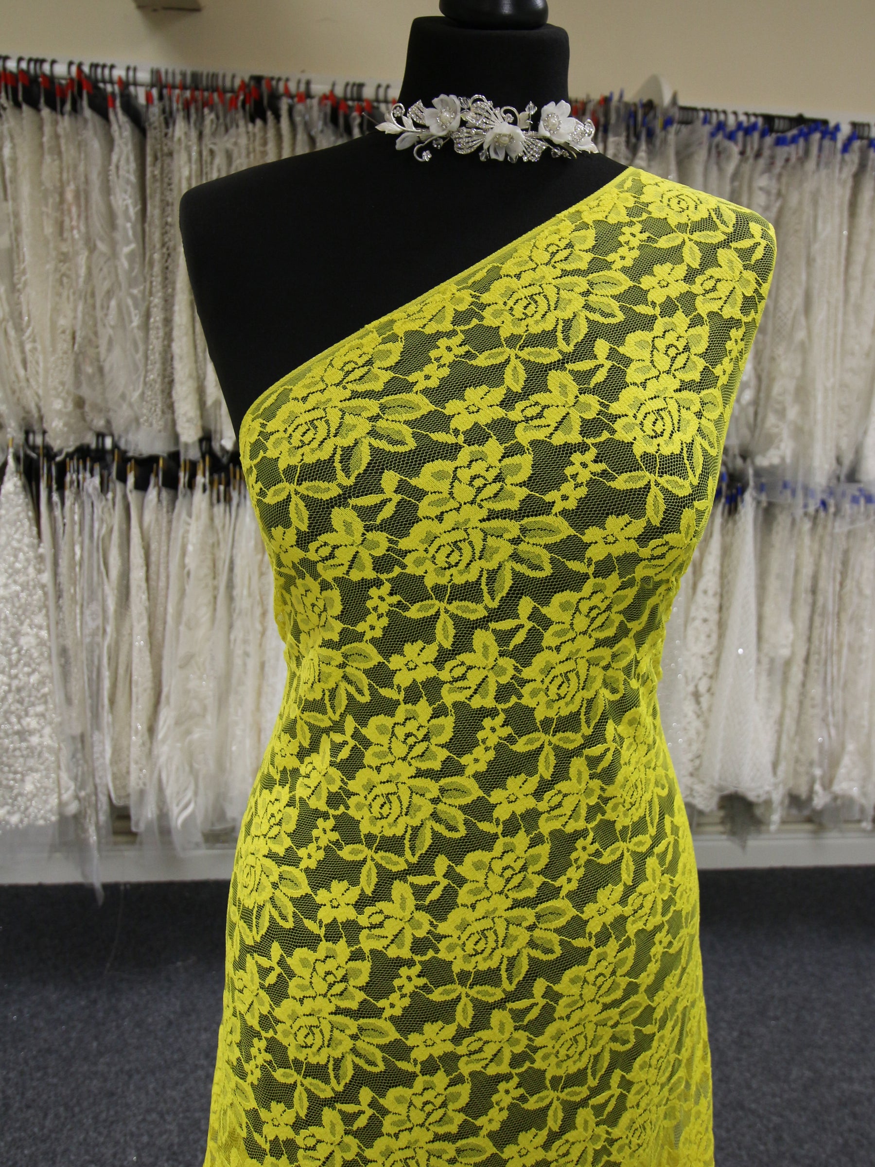 Yellow Raschel Stretch Lace - Evie