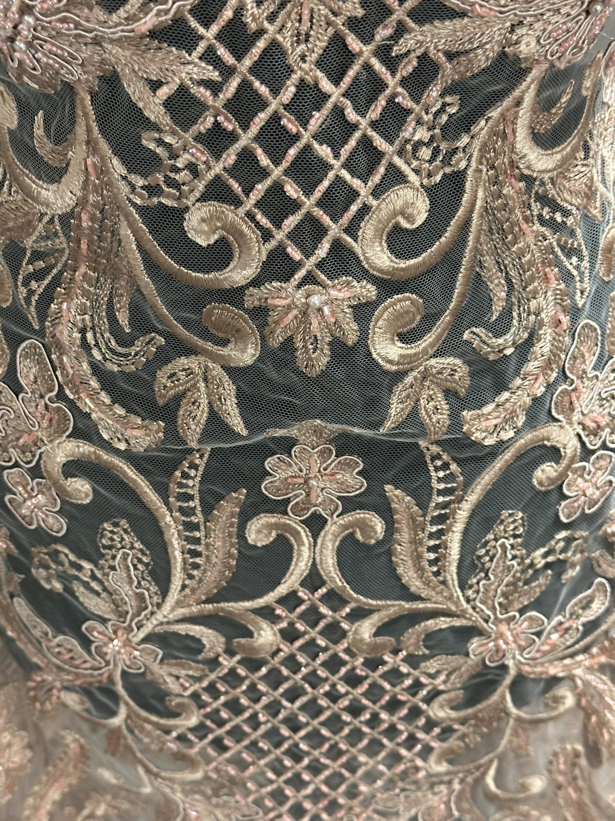 Mocha Beaded Lattice Lace - Zorb