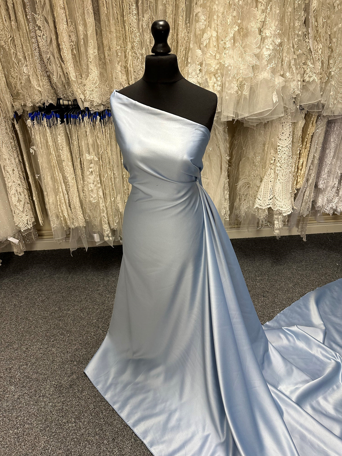 Sky Blue Polyester Satin - Majestic