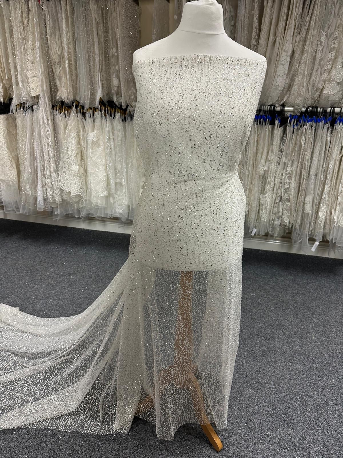 Ivory Sequin Glitter Tulle - Ottoman