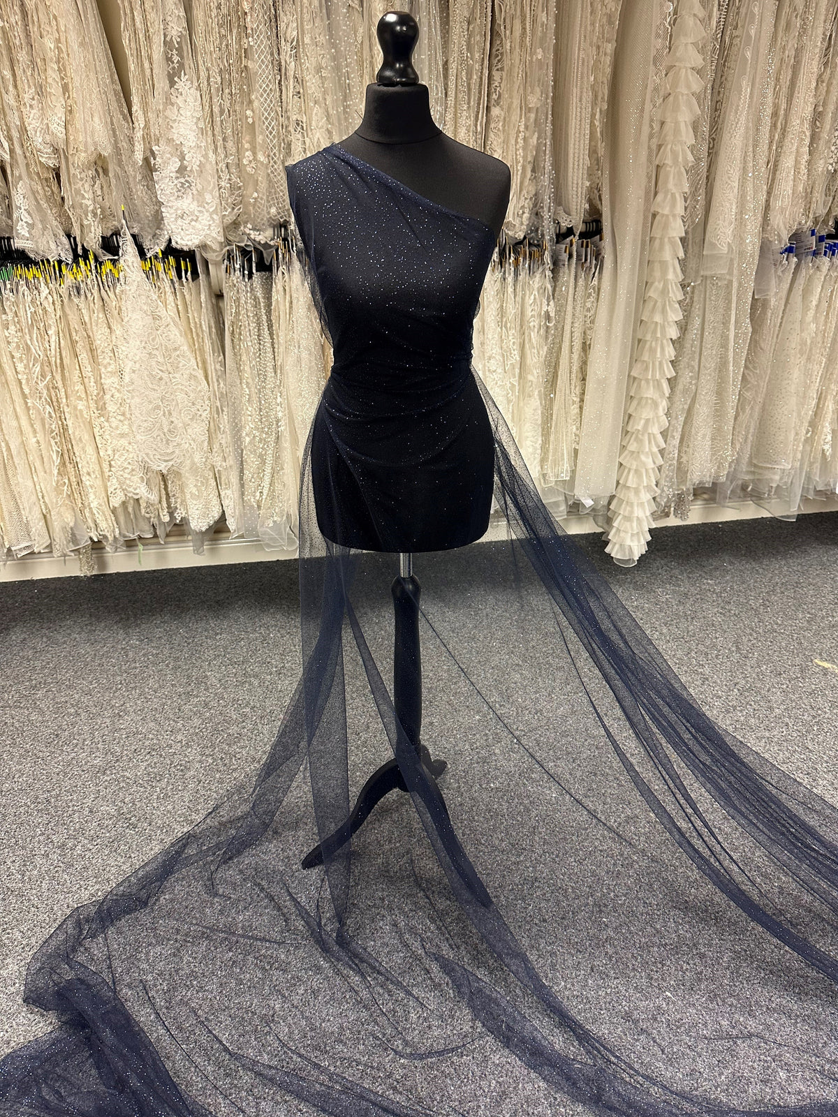 Navy Glitter Tulle - Trumpet