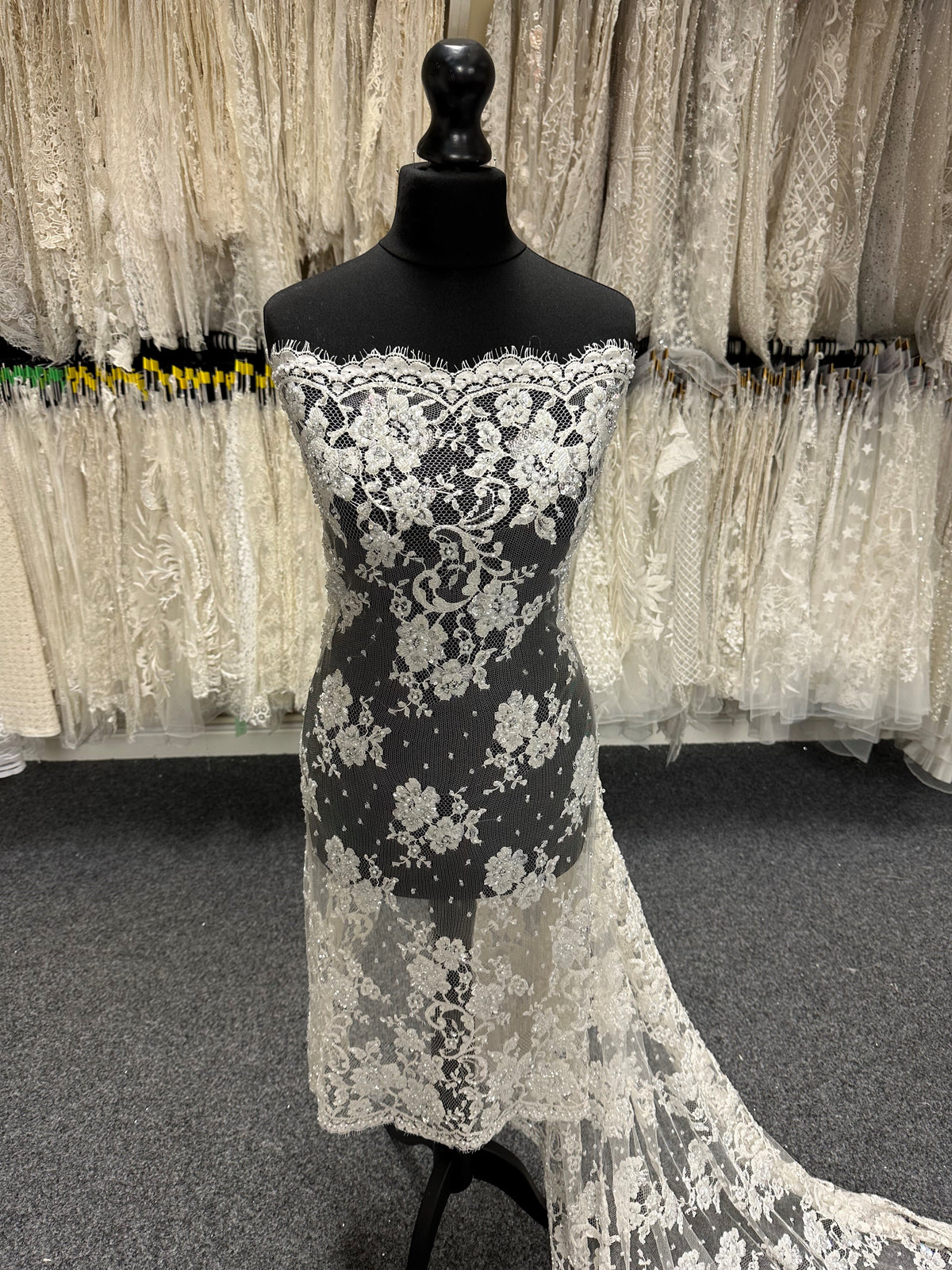 Ivory Beaded Chantilly Lace - Romilly