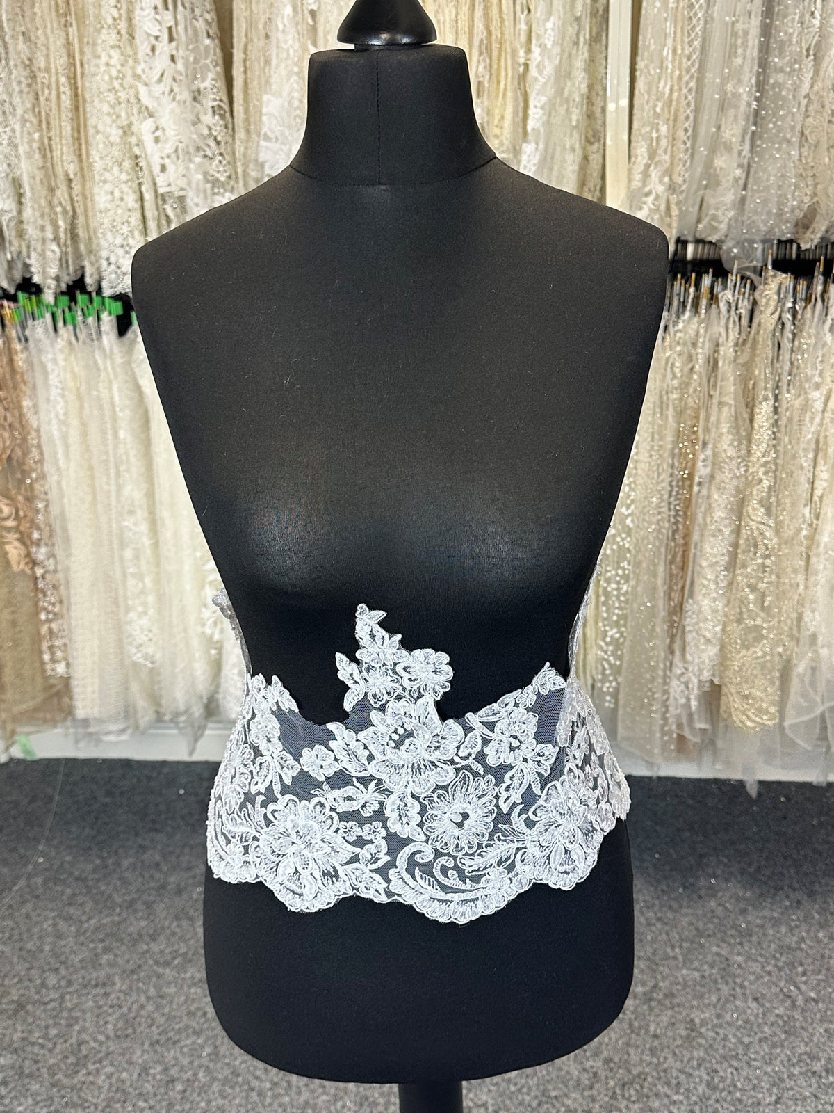 White Beaded & Corded Lace Trim - Victoria