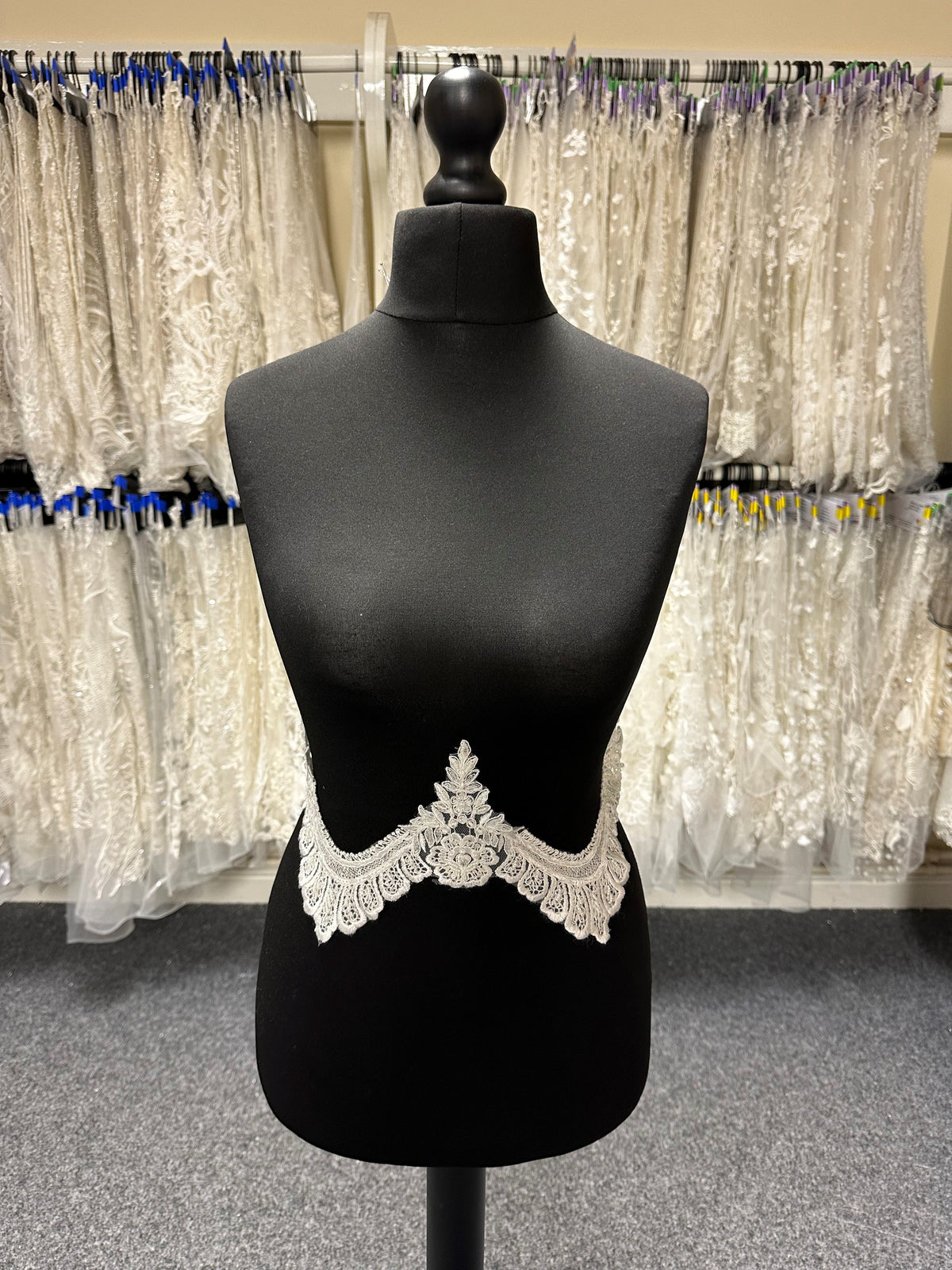Ivory Embroidered Lace Trim with Beading - Topiary