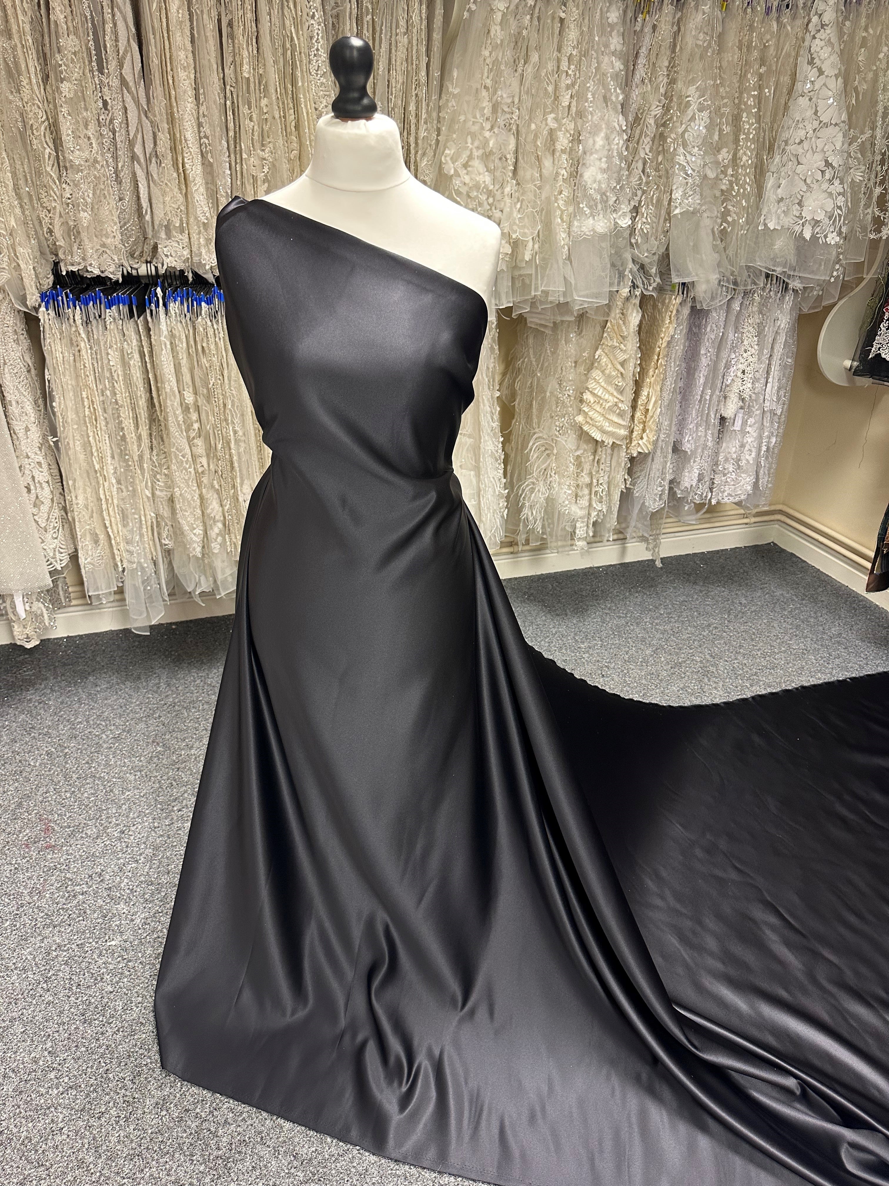 Black Polyester Duchess Satin - Contessa Black Polyester Duchess Satin - Contessa