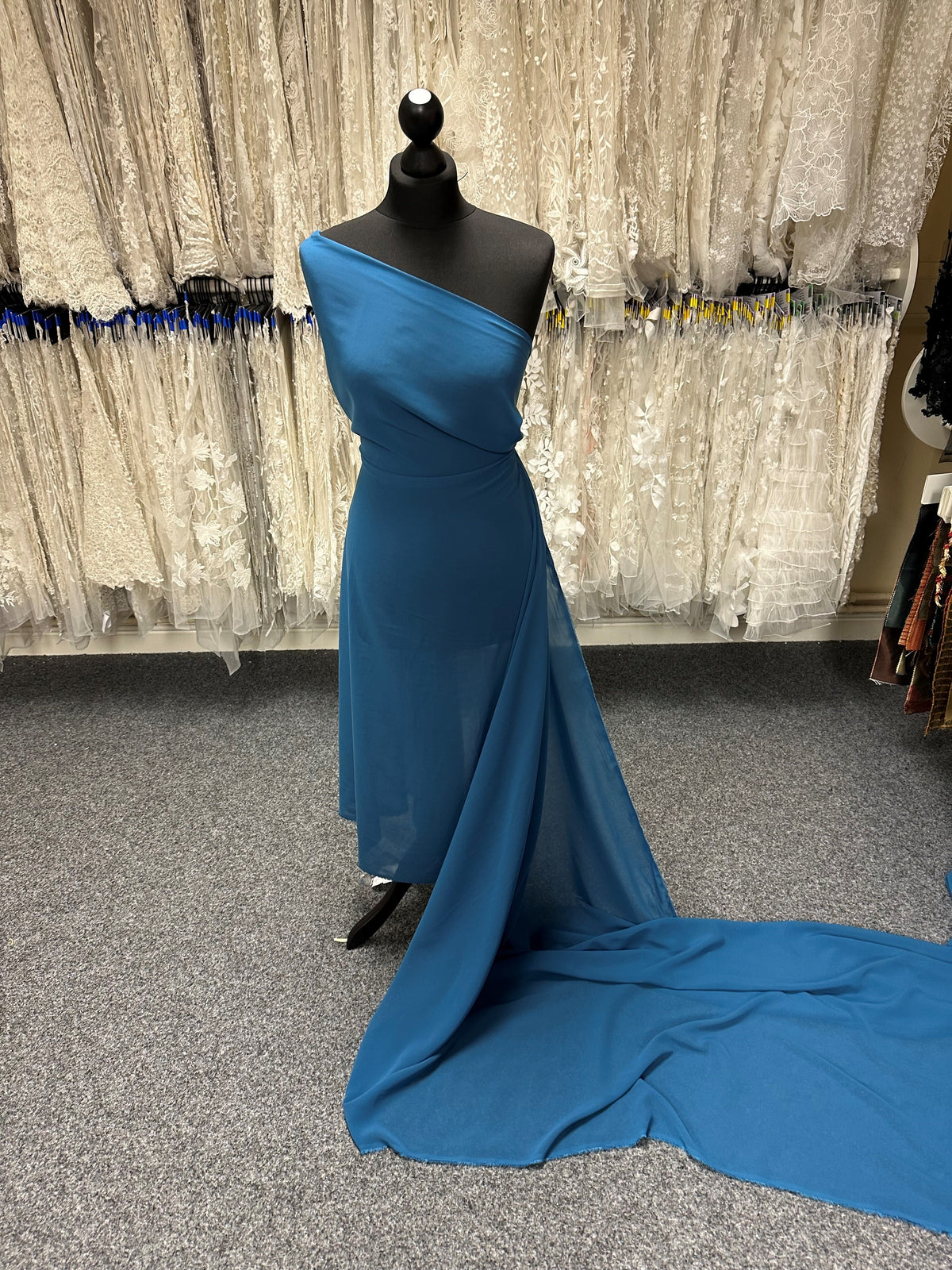 Teal Polyester Chiffon Fabric - Serendipity