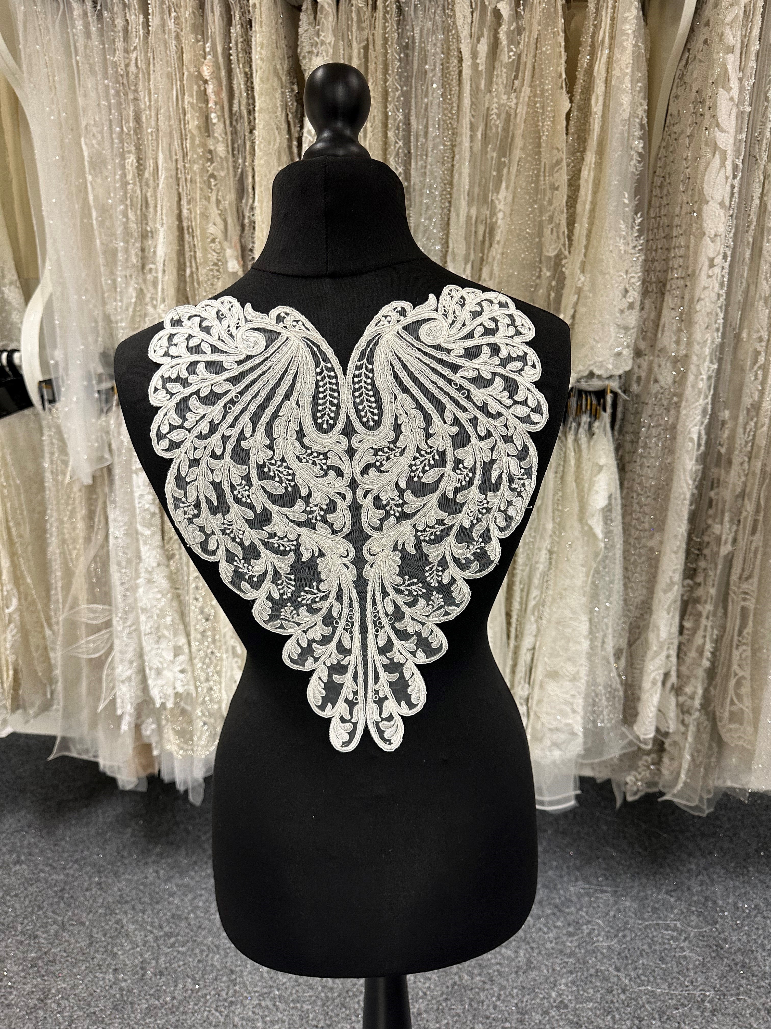 applique designs for dresses Ivory Corded Lace Flowy Chiffon Off Shoulder ENGAGEMENT Size:6 US numeric Welcome to AaiKhodalCreation