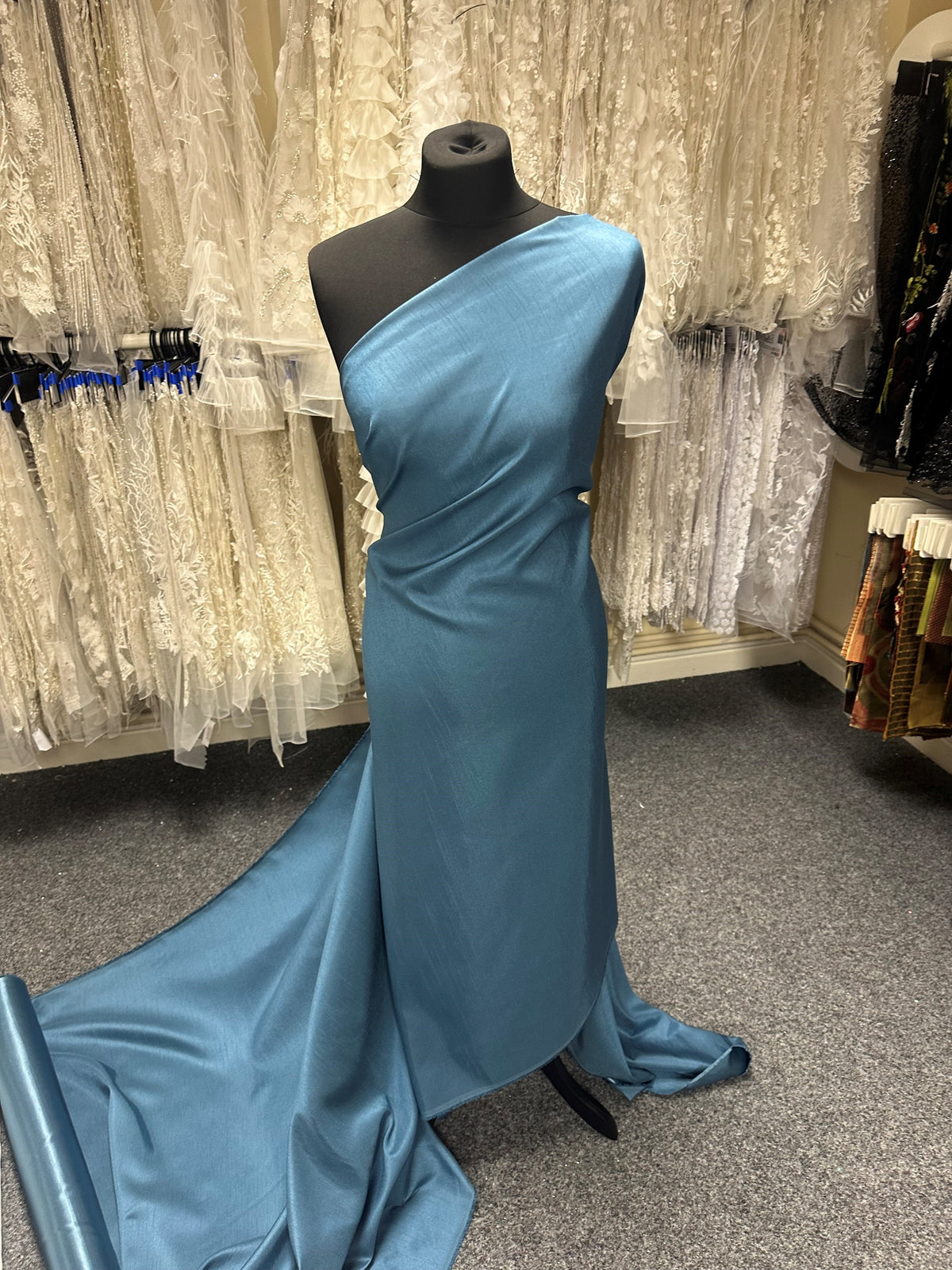 Teal Polyester Satin Backed Dupion - Clarity