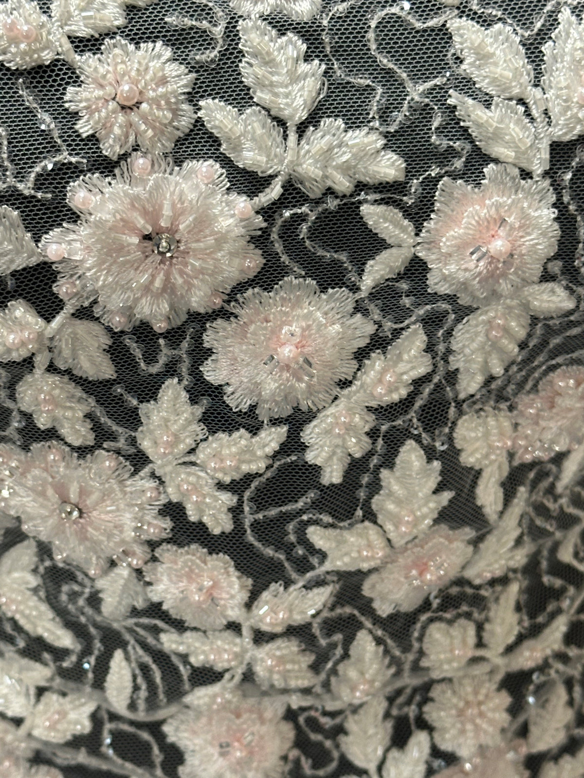 Ivory and Pink Beaded Lace - Cantida