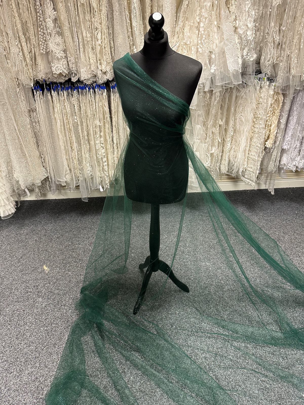 Green Glitter Tulle - Trumpet
