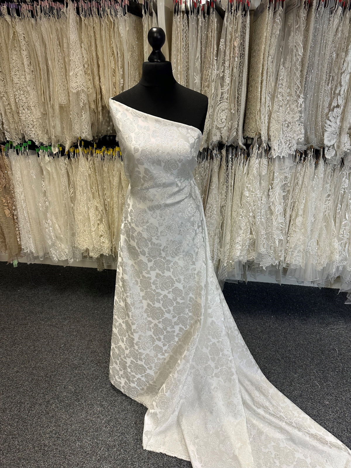 Ivory Jacquard Brocade - Flower