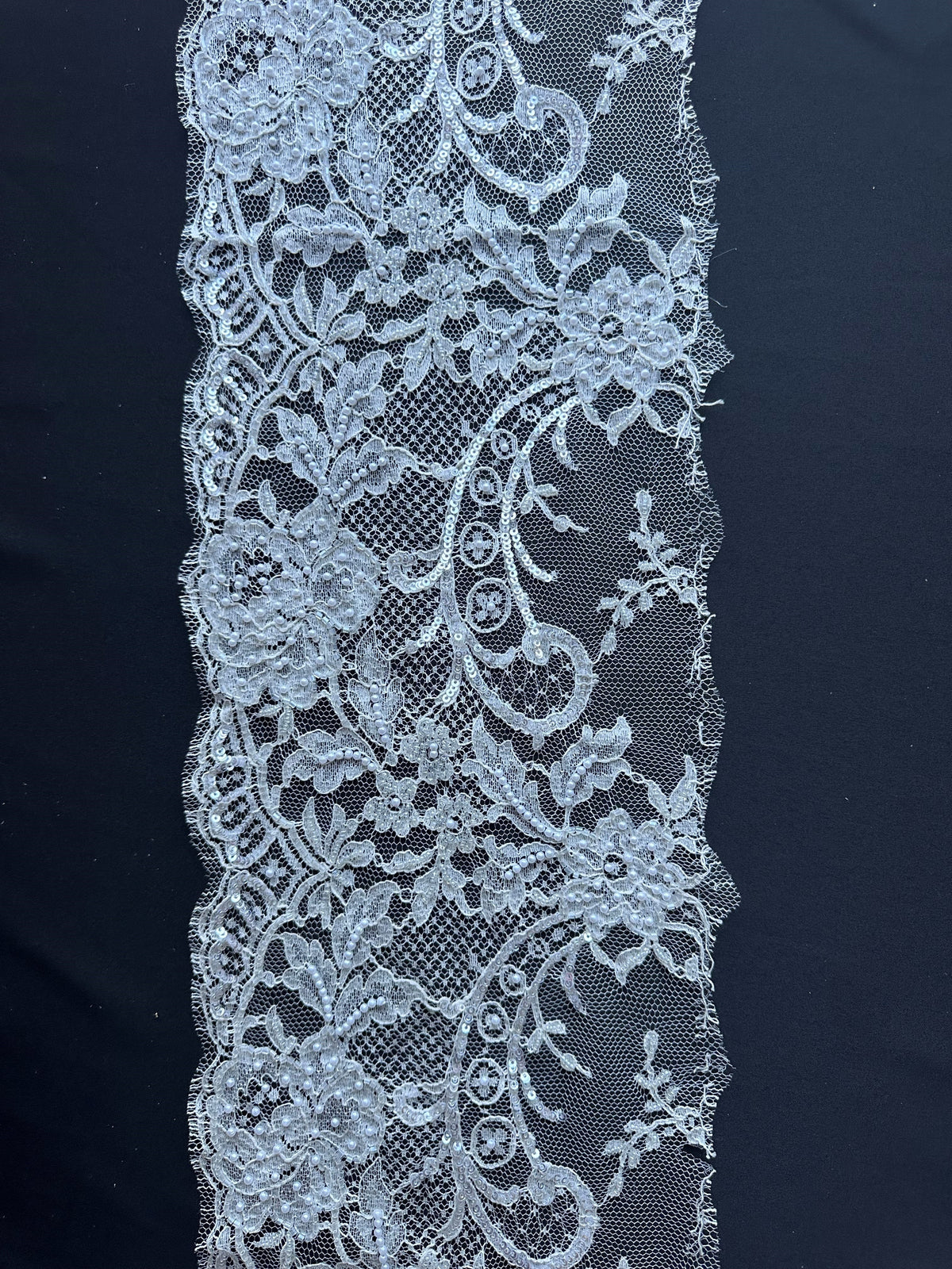 Ivory Beaded Lace Trim - Apple