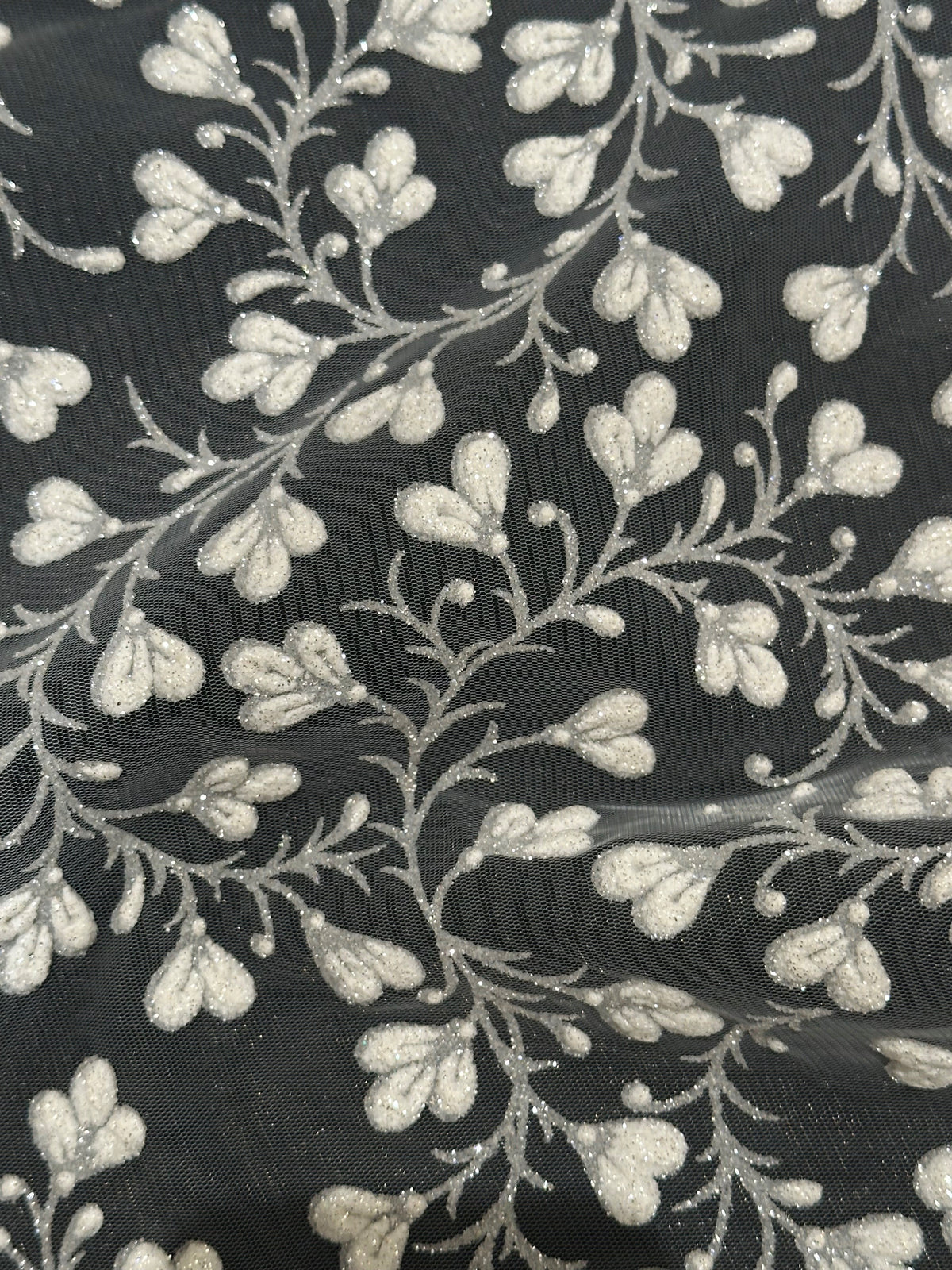 Ivory Glitter Puff Lace - Kuwait