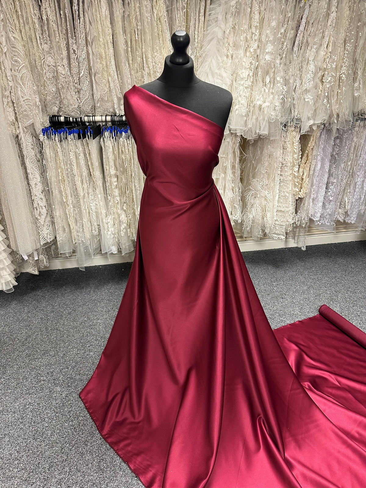 Claret Polyester Satin - Majestic