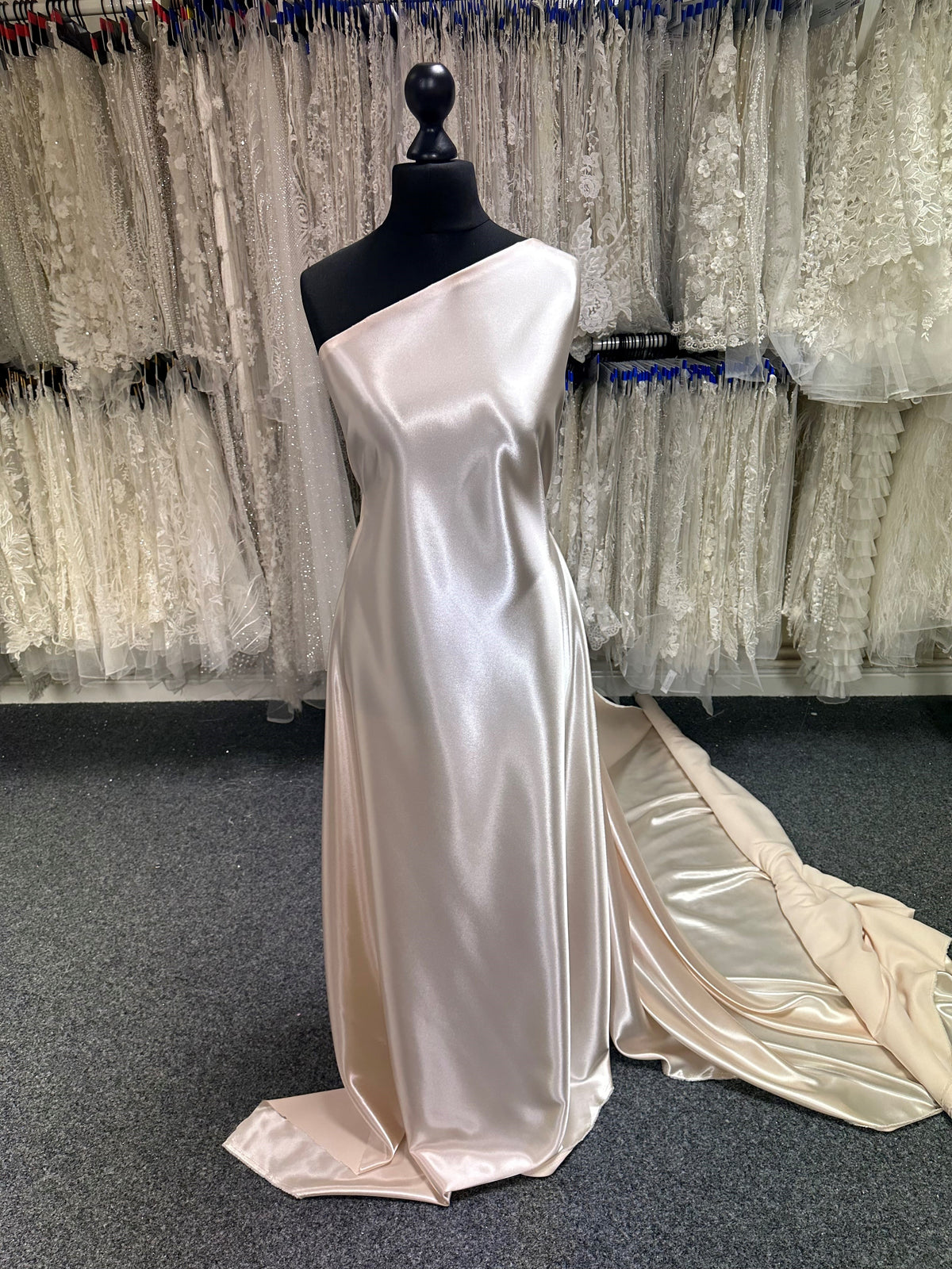 Cream Polyester Stretch Satin - Courage