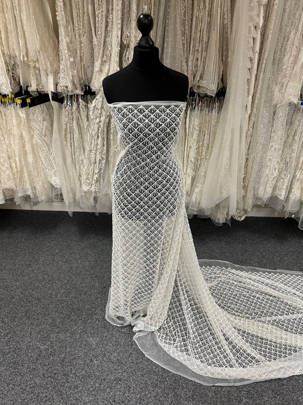 Pale Ivory Beaded Lace - Vivienne