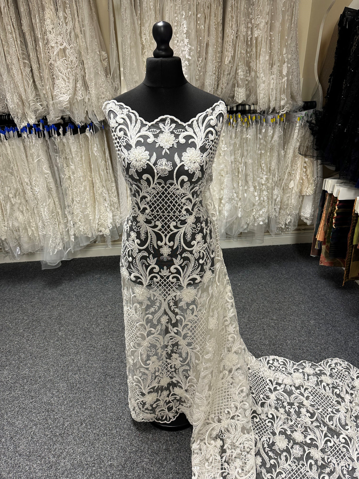 Ivory Beaded Lattice Lace - Zorb