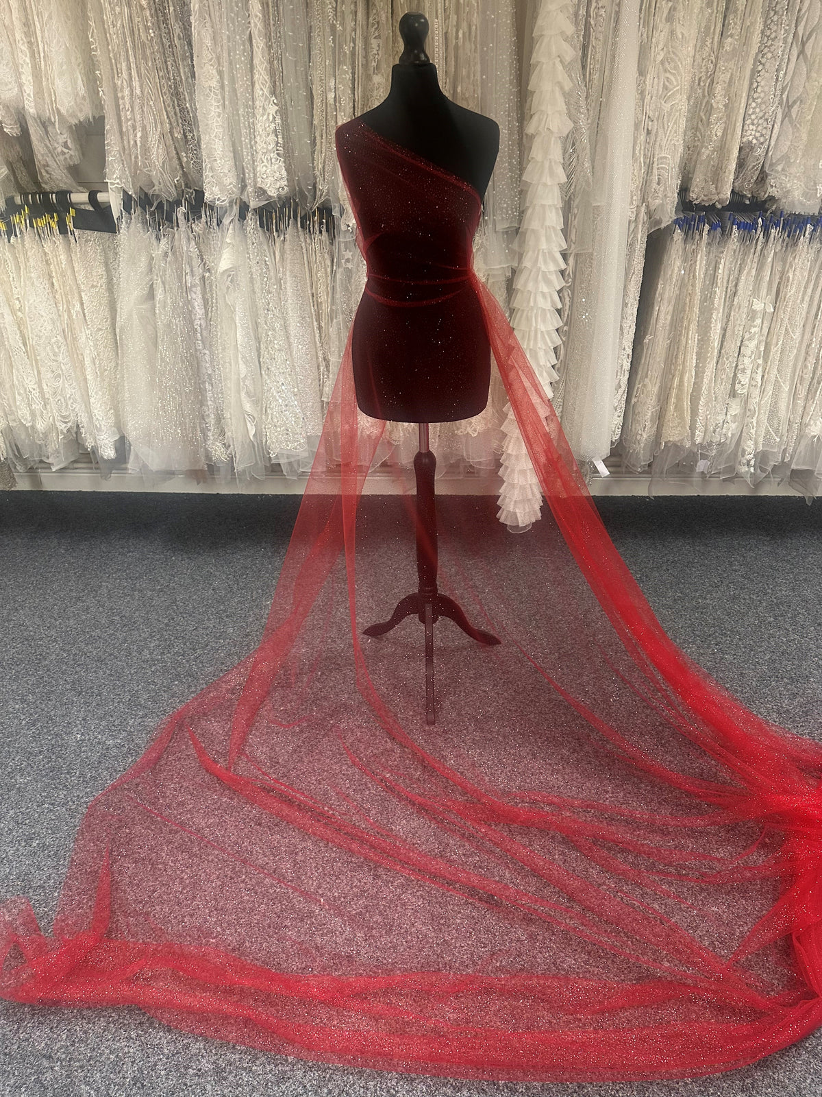 Red Glitter Tulle - Trumpet