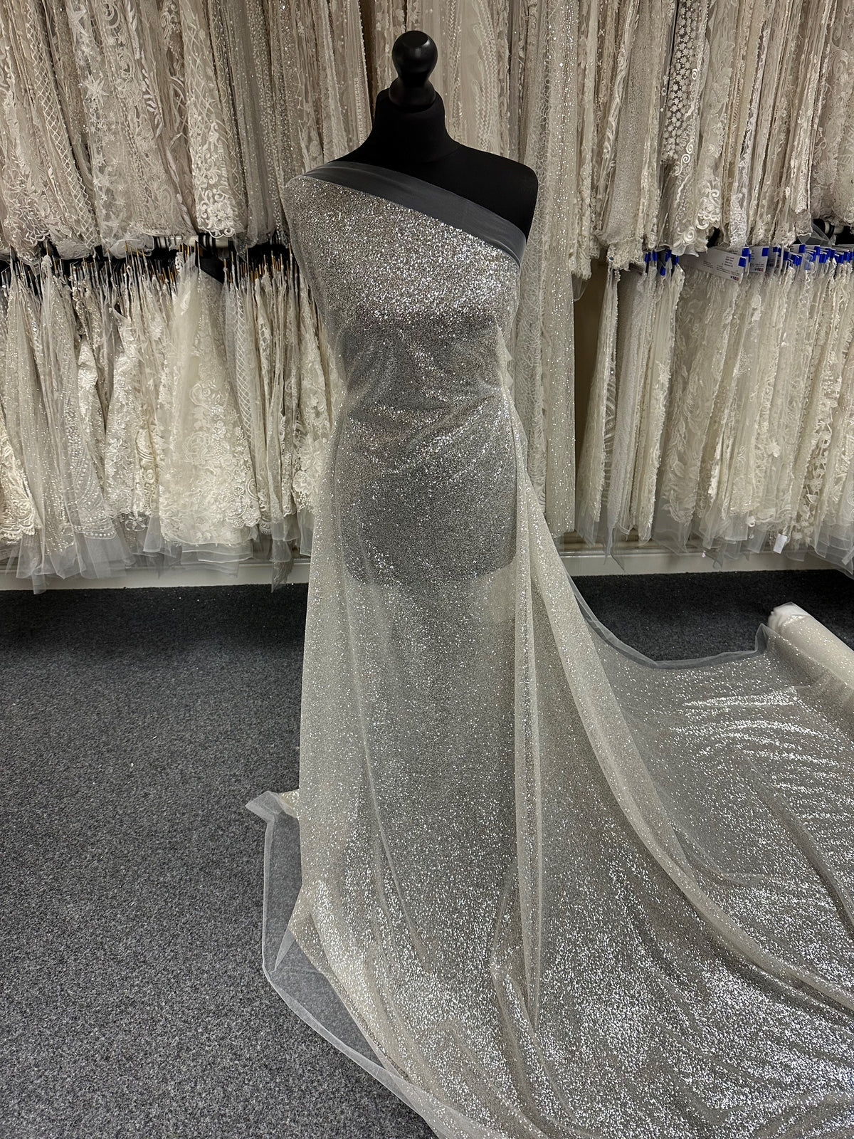 Silver Glitter Fabric - Battenberg