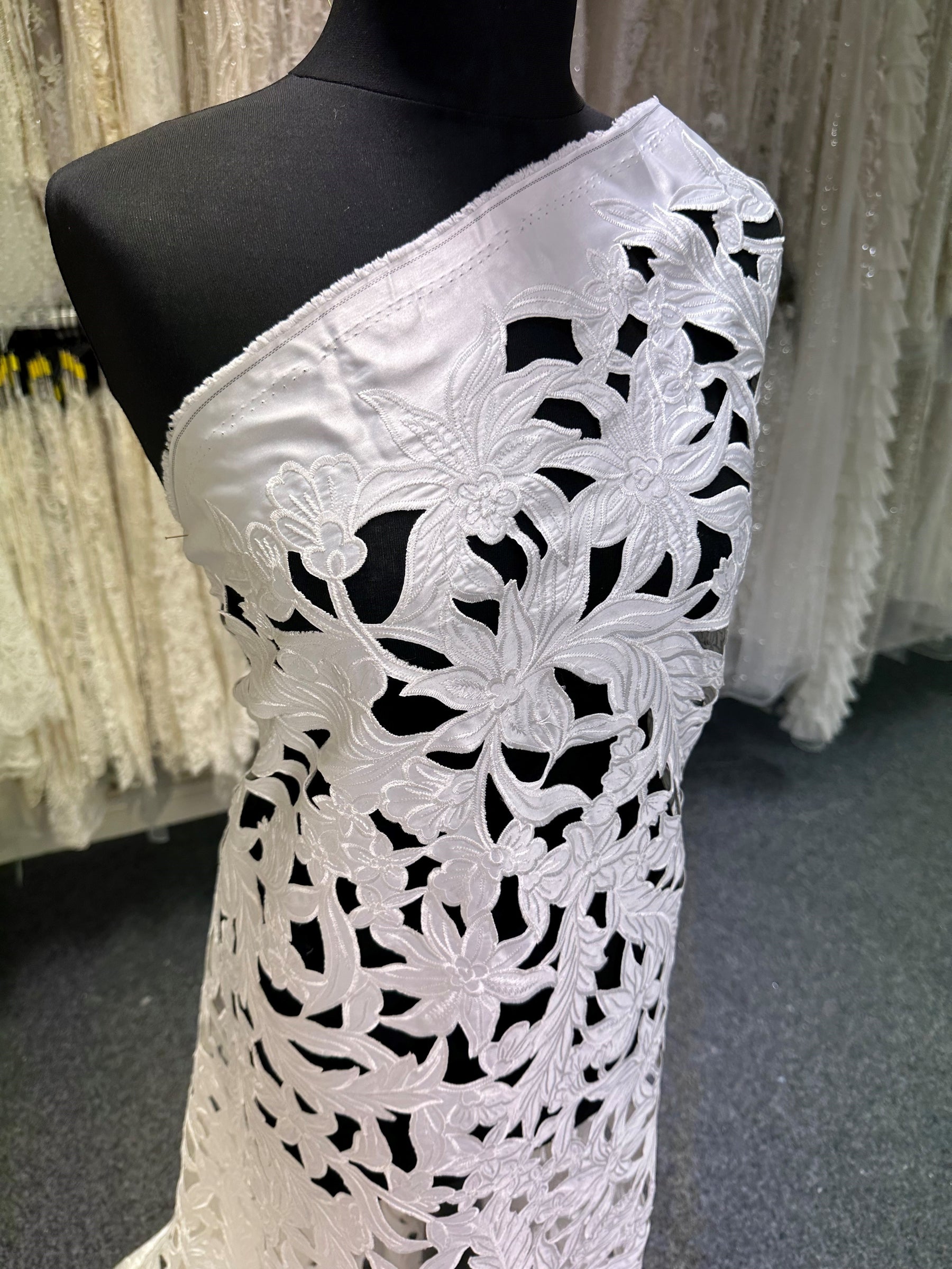 Ivory Laser Cut Satin - Lantana