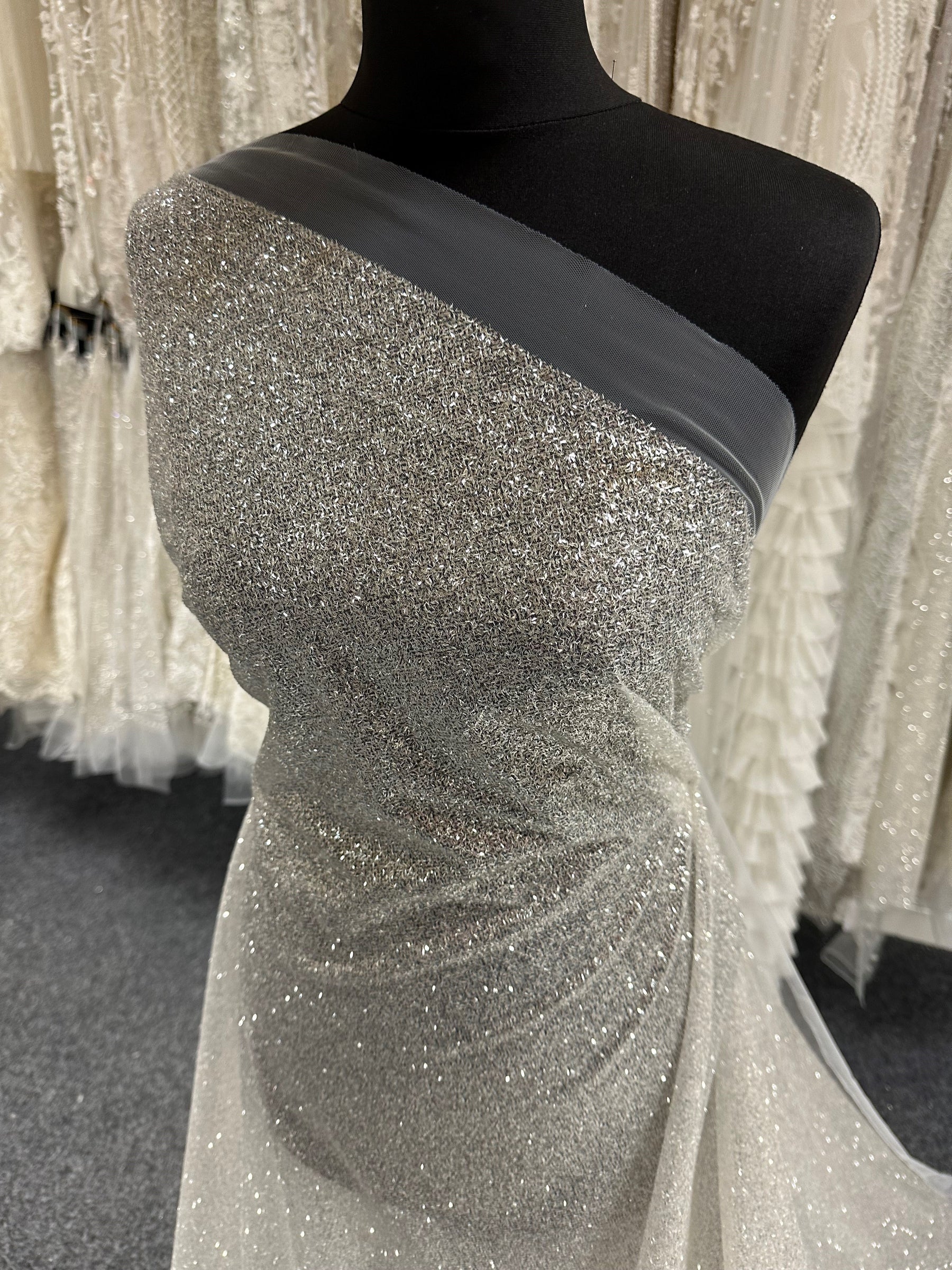 Silver Glitter Fabric - Battenberg