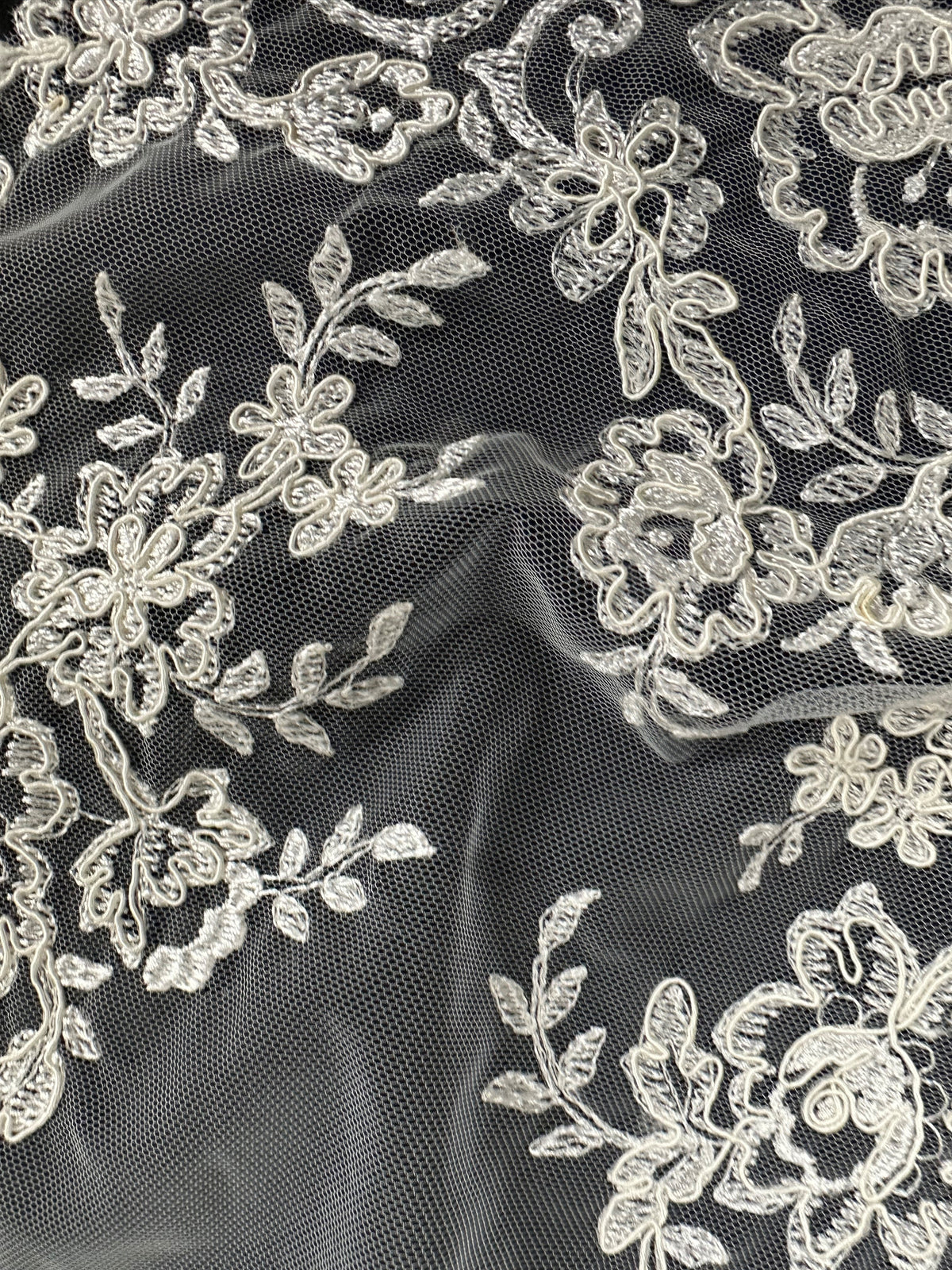 Ivory Unbeaded Corded Lace - Nightfall