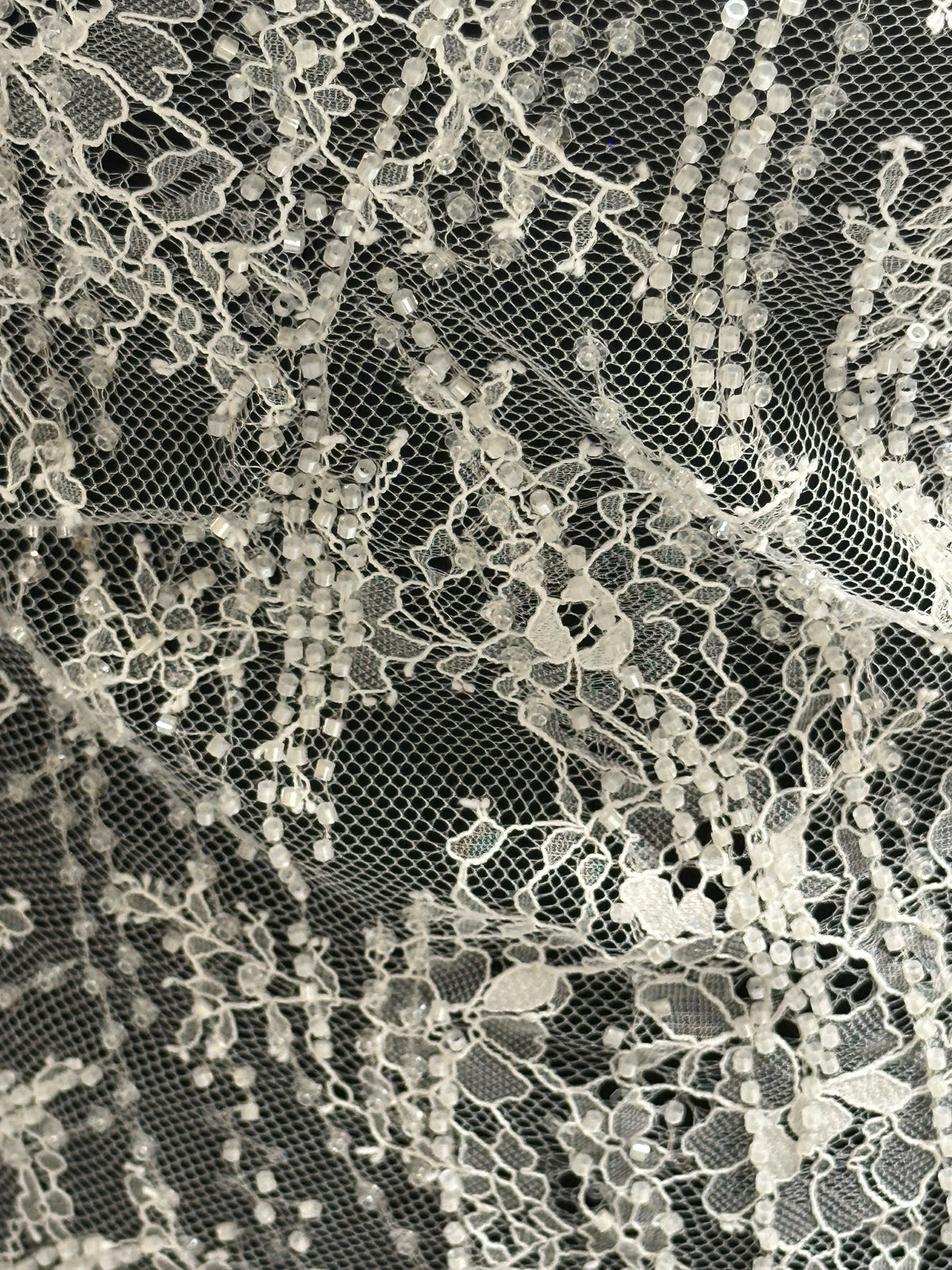 Ivory Corded and Sequin Lace - Cappie