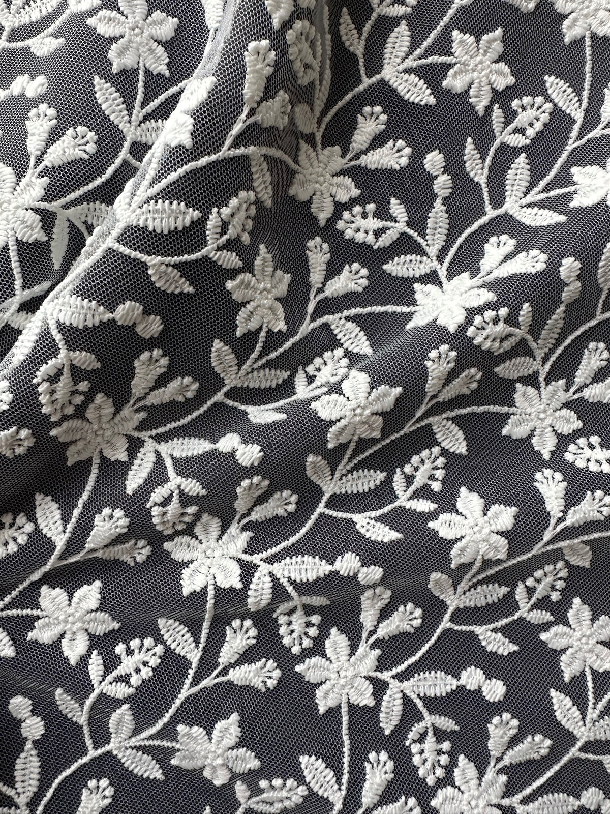 Ivory Embroidered Flower Lace - Lizzy