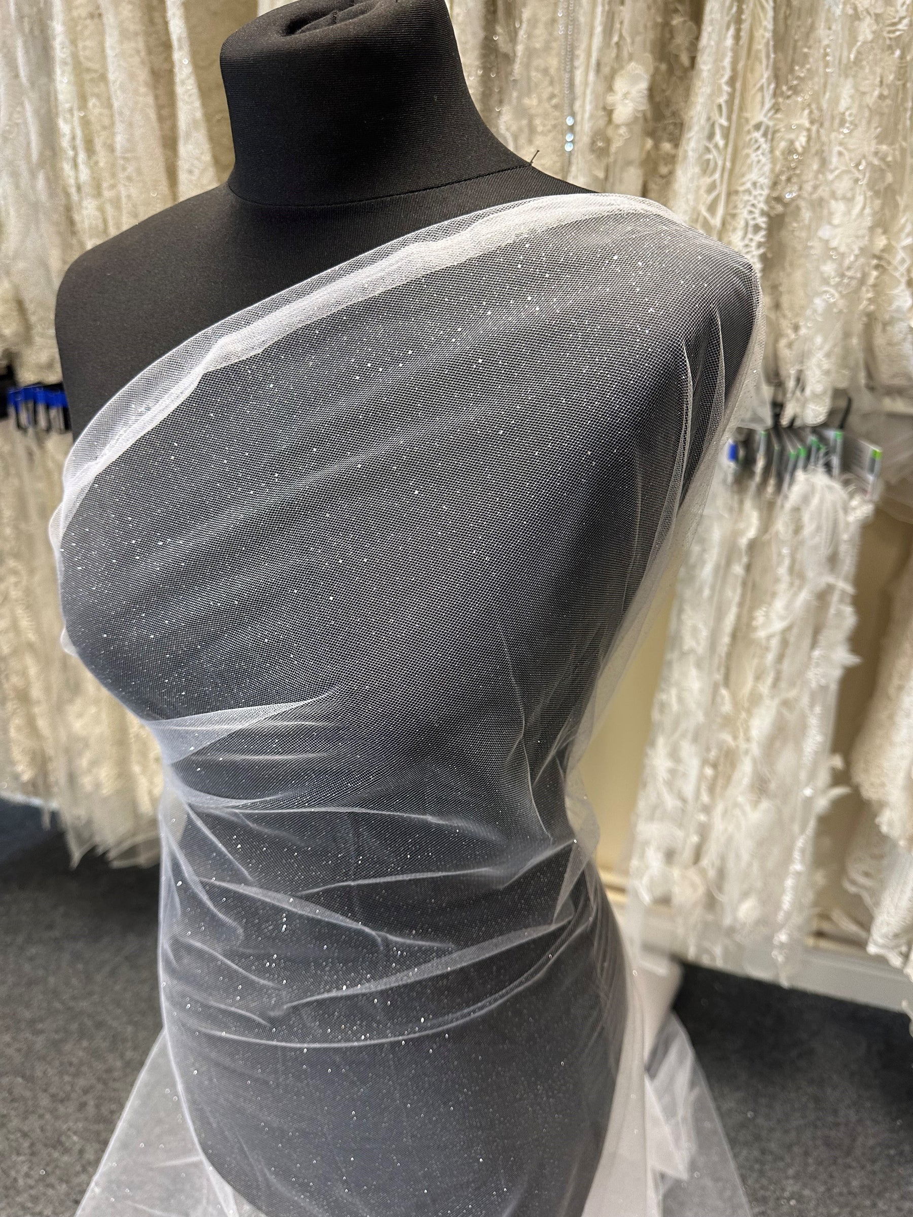 Ivory Glitter Tulle - Tinsel