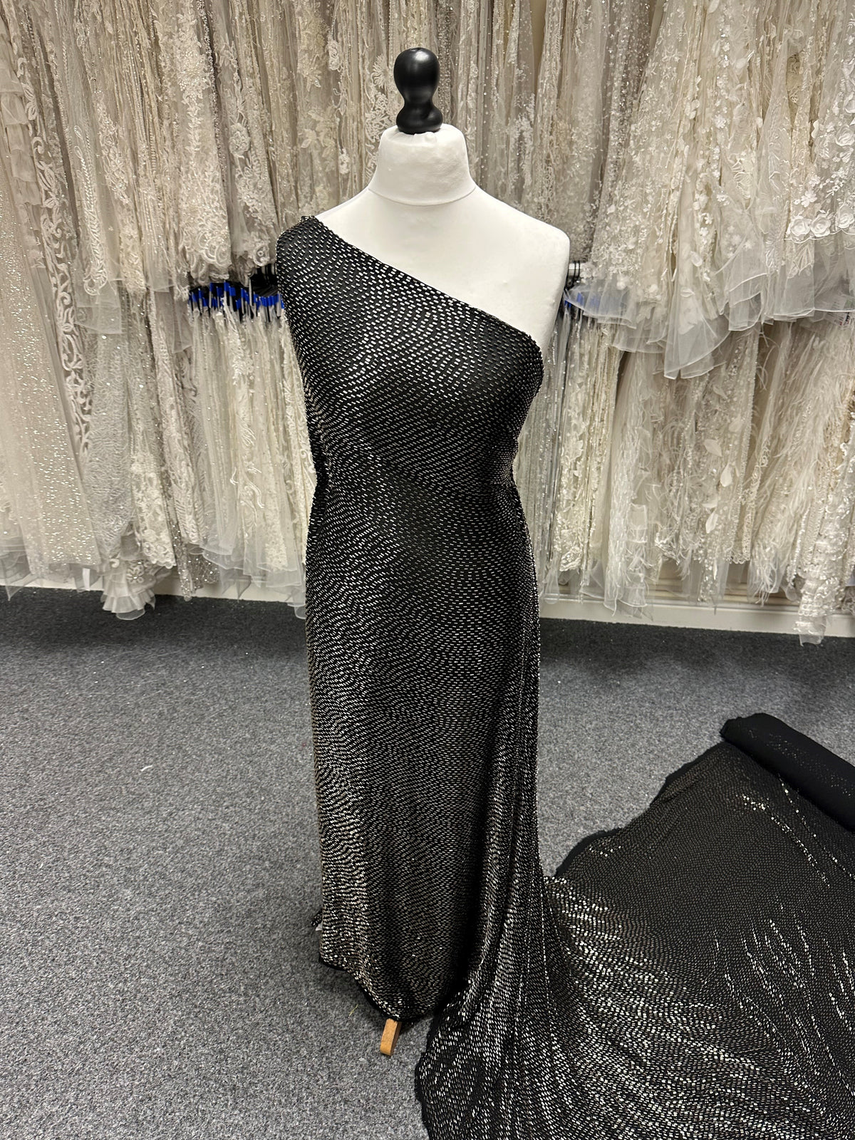 Black Beaded Georgette - Dara