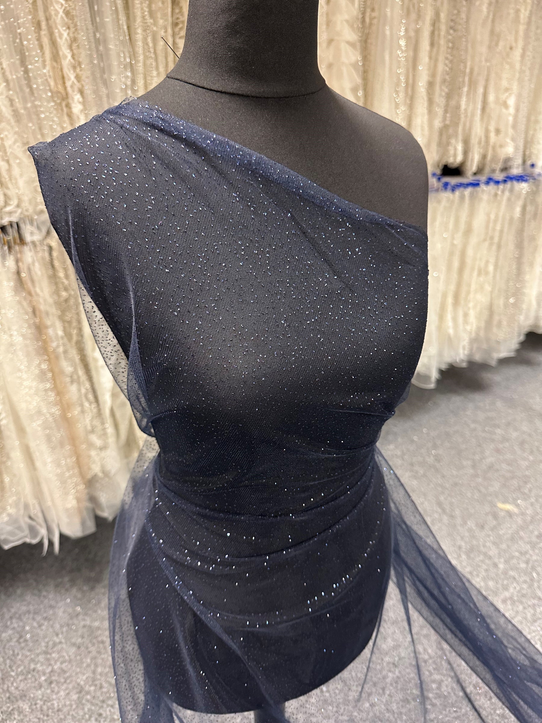 Navy Glitter Tulle - Trumpet
