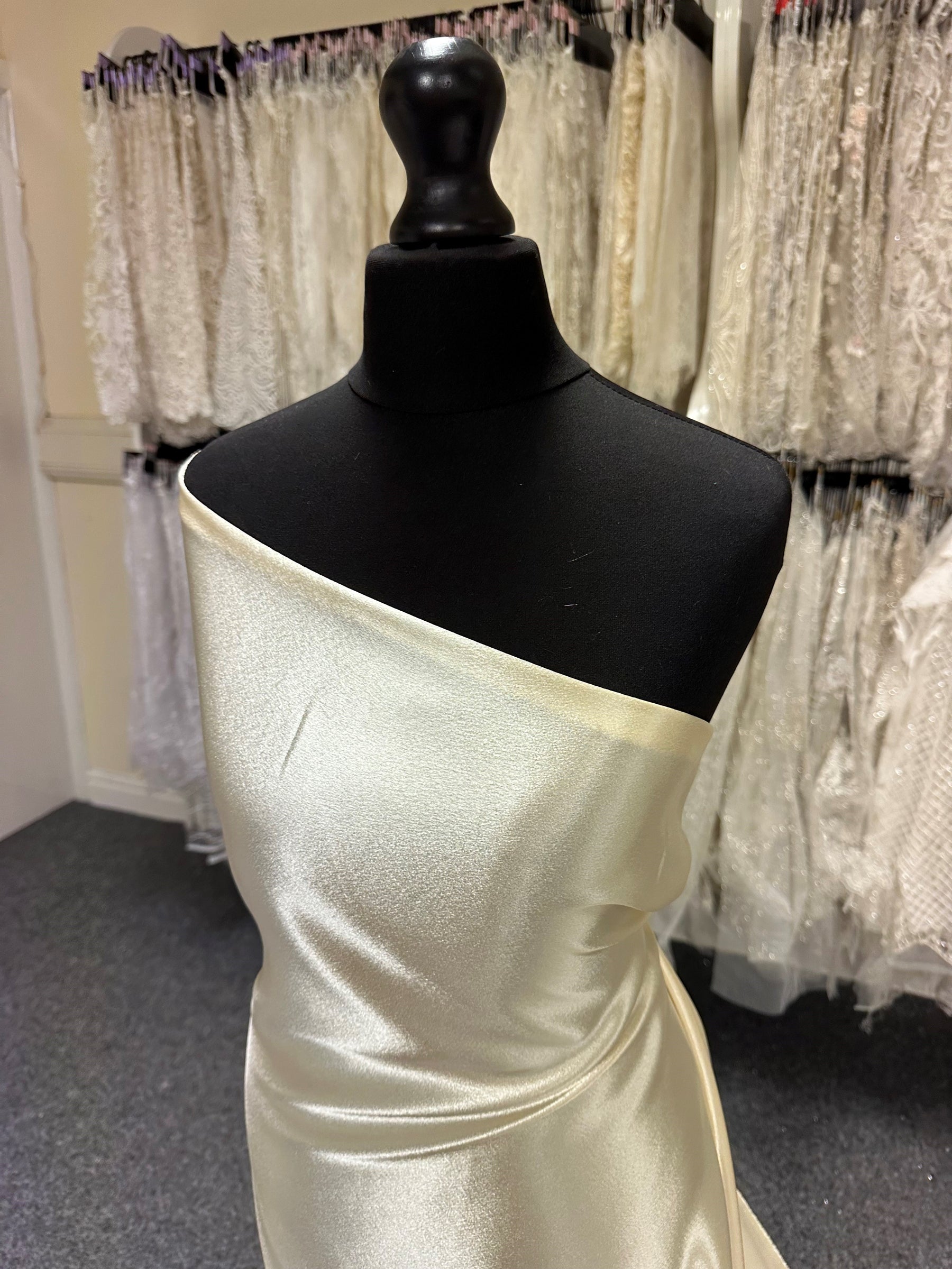 Cream Polyester Crepe Back Satin - Desire