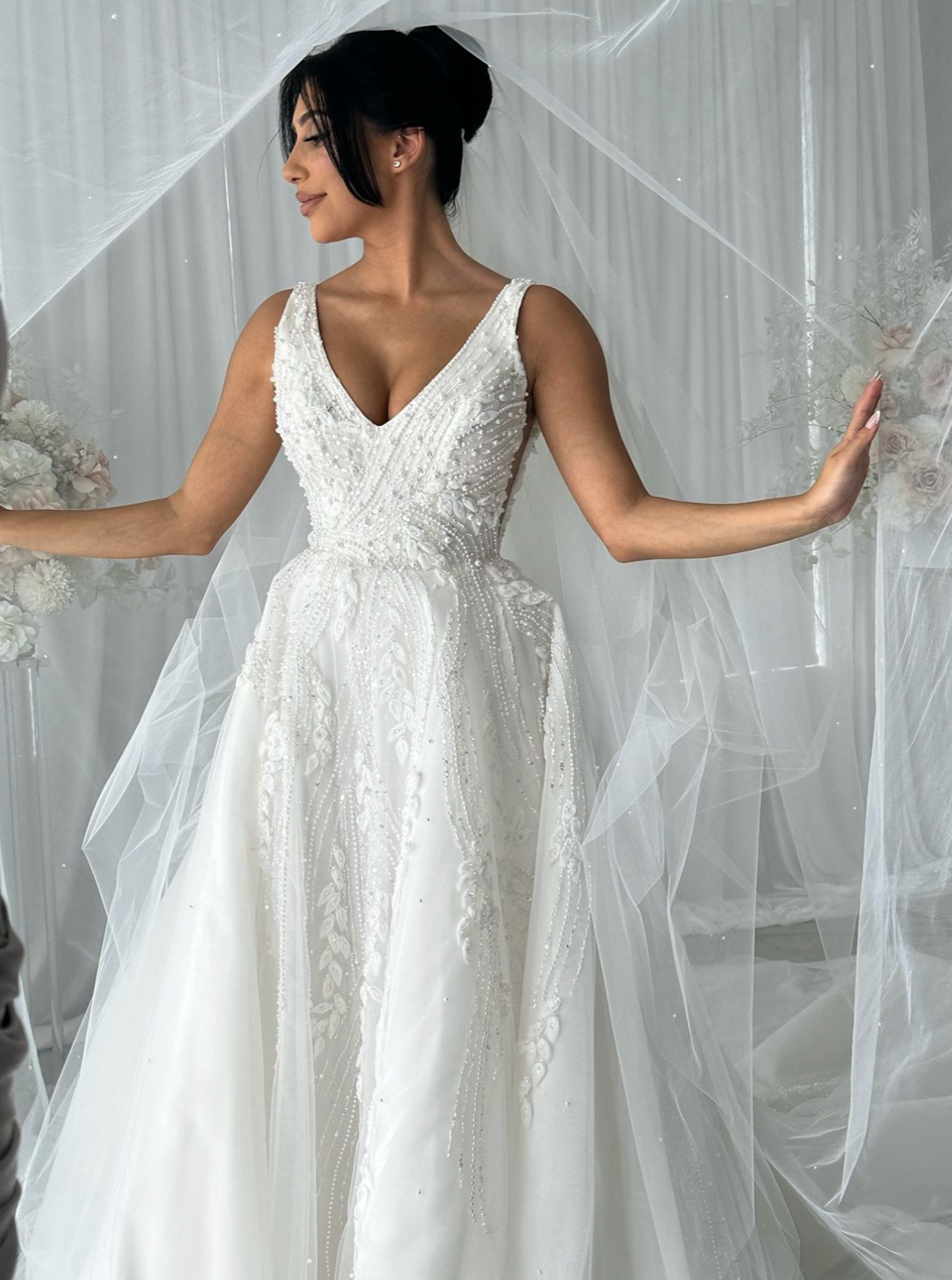 Ivory 3D Beaded Lace - Navi