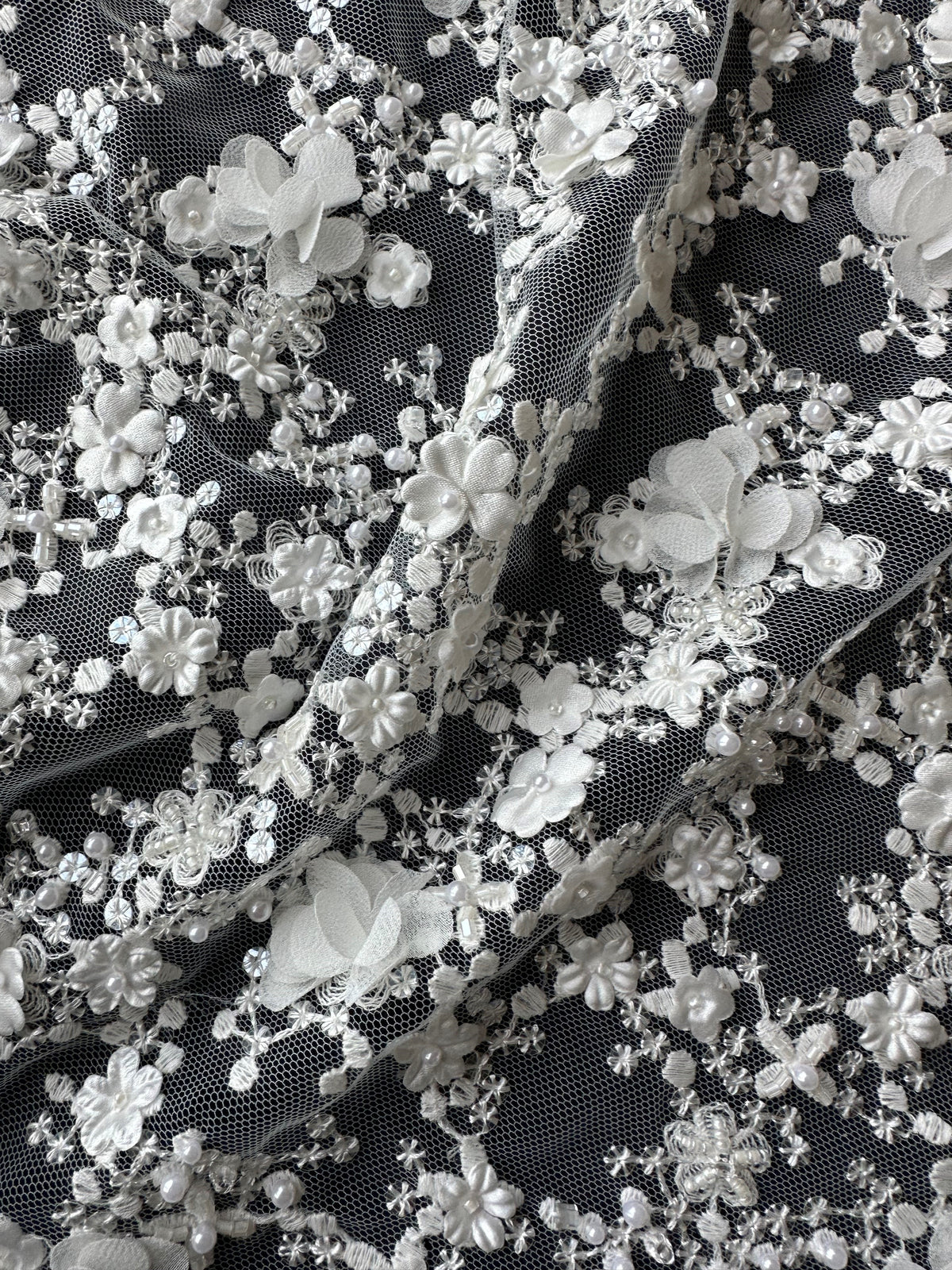 Ivory 3D Embroidered Lace - Savinder