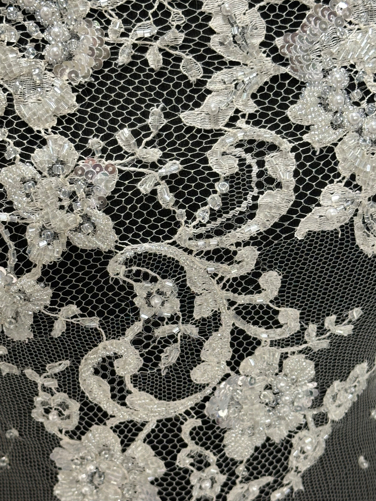 Ivory Beaded Chantilly Lace - Romilly