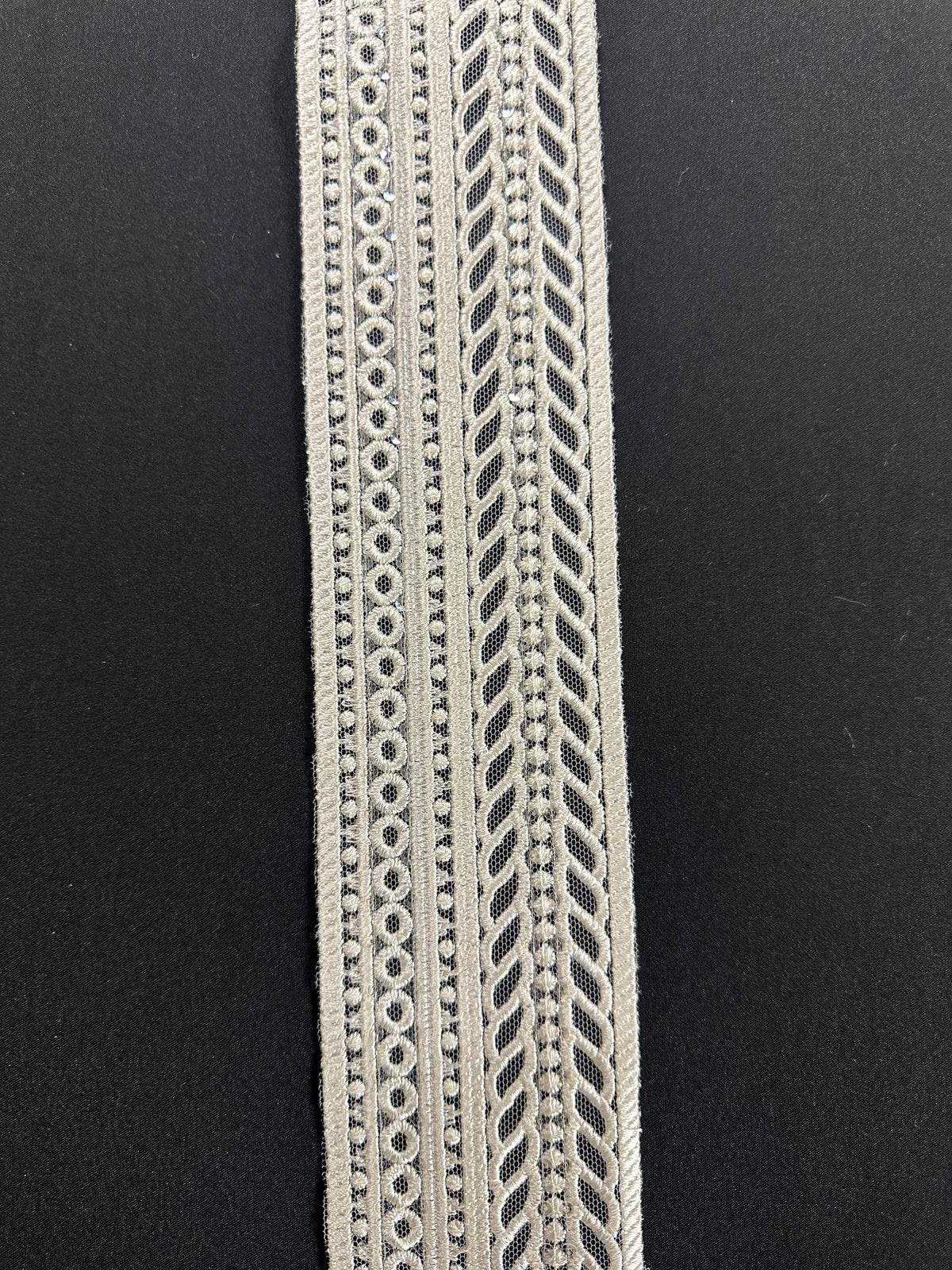 Ivory Sequinned Embroidery Trim - Chardonnay