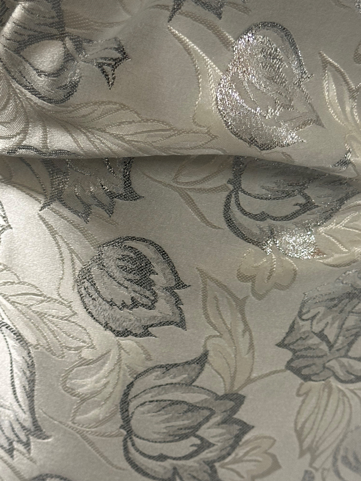 Silver Brocade Fabric - Trisha