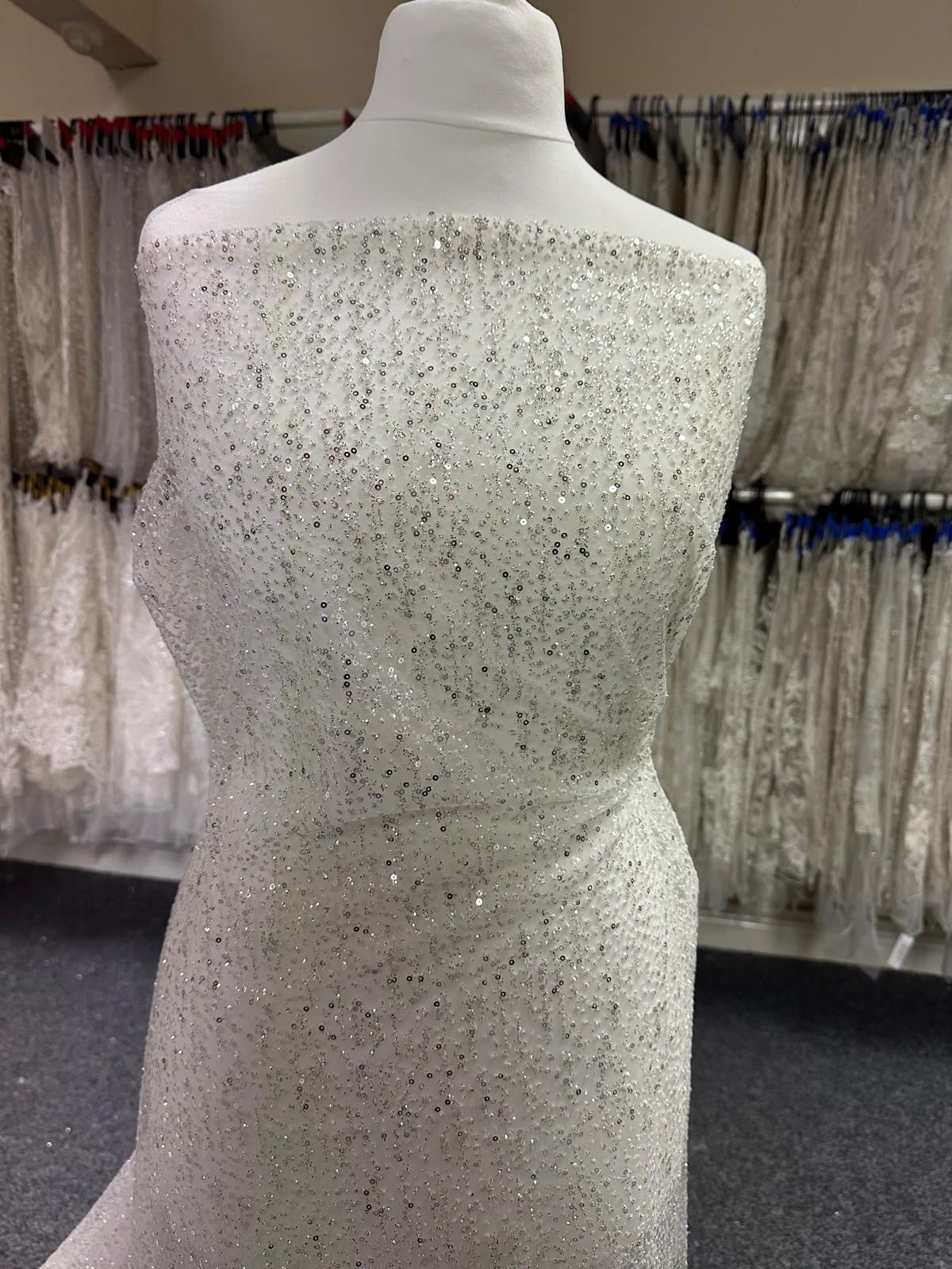 Ivory Sequin Glitter Tulle - Ottoman