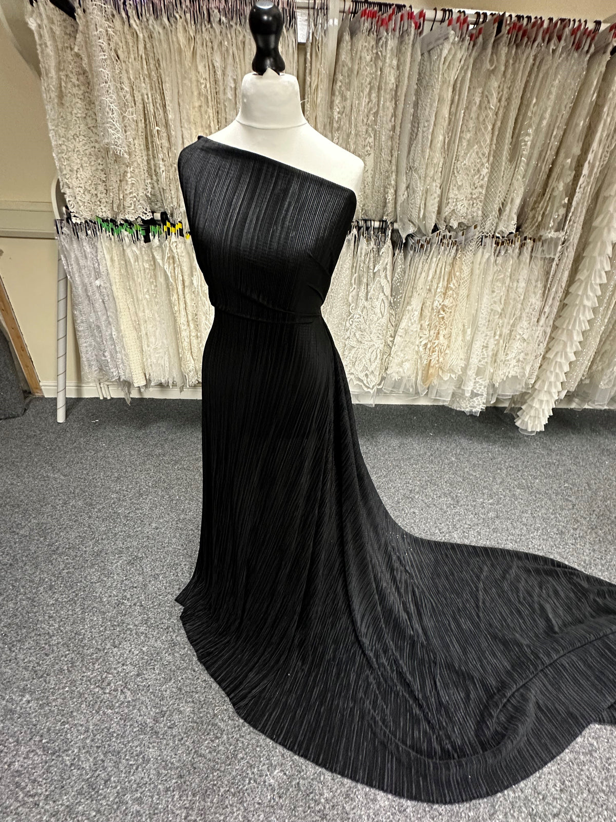 Black Pleated Polyester Fabric - Leeway