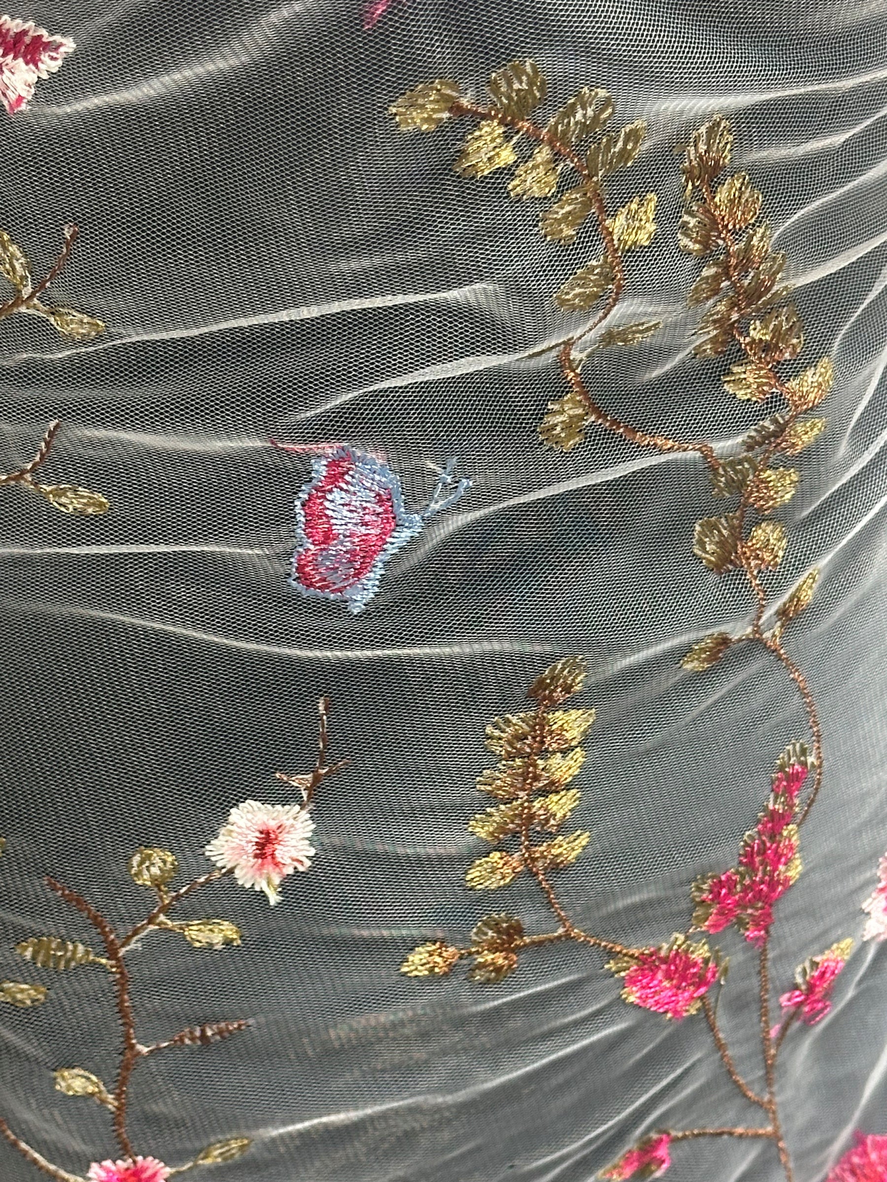 Candy Pink Embroidered Lace - Sassi
