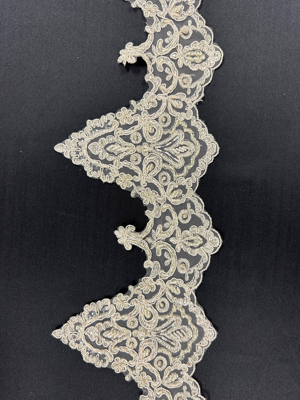 Cappuccino Beaded Lace Trim - Ziggurat